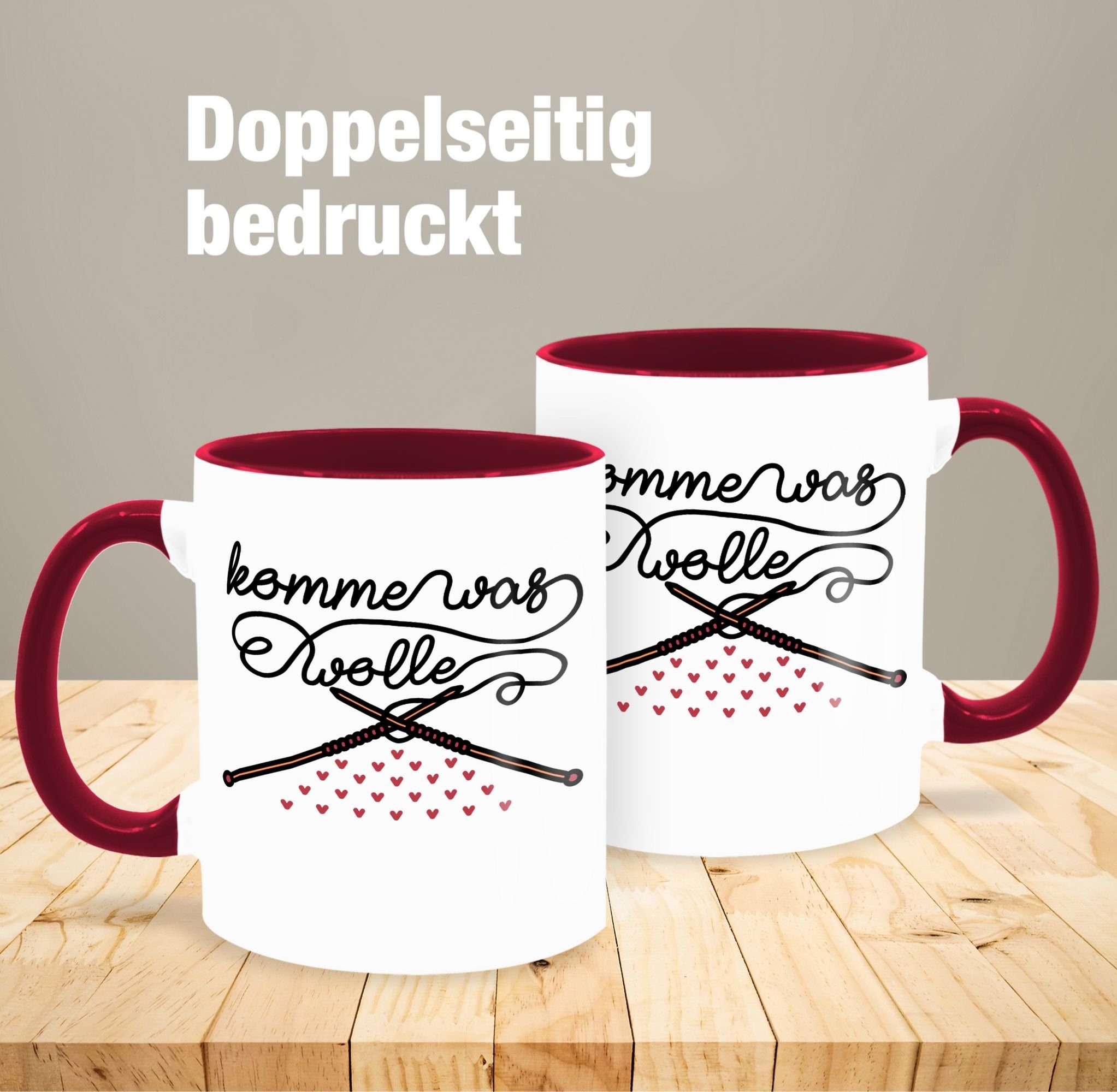 Shirtracer Tasse Komme was Statement Wolle, Sprüche 1 Bordeauxrot Keramik