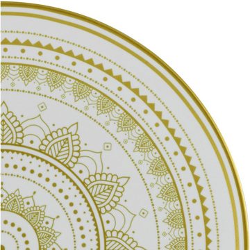 CreaTable Kombiservice Mandala Gold (8-tlg), 2 Personen, Steinzeug, Service, goldene orientalische Motive, 8 Teile, für 2 Personen