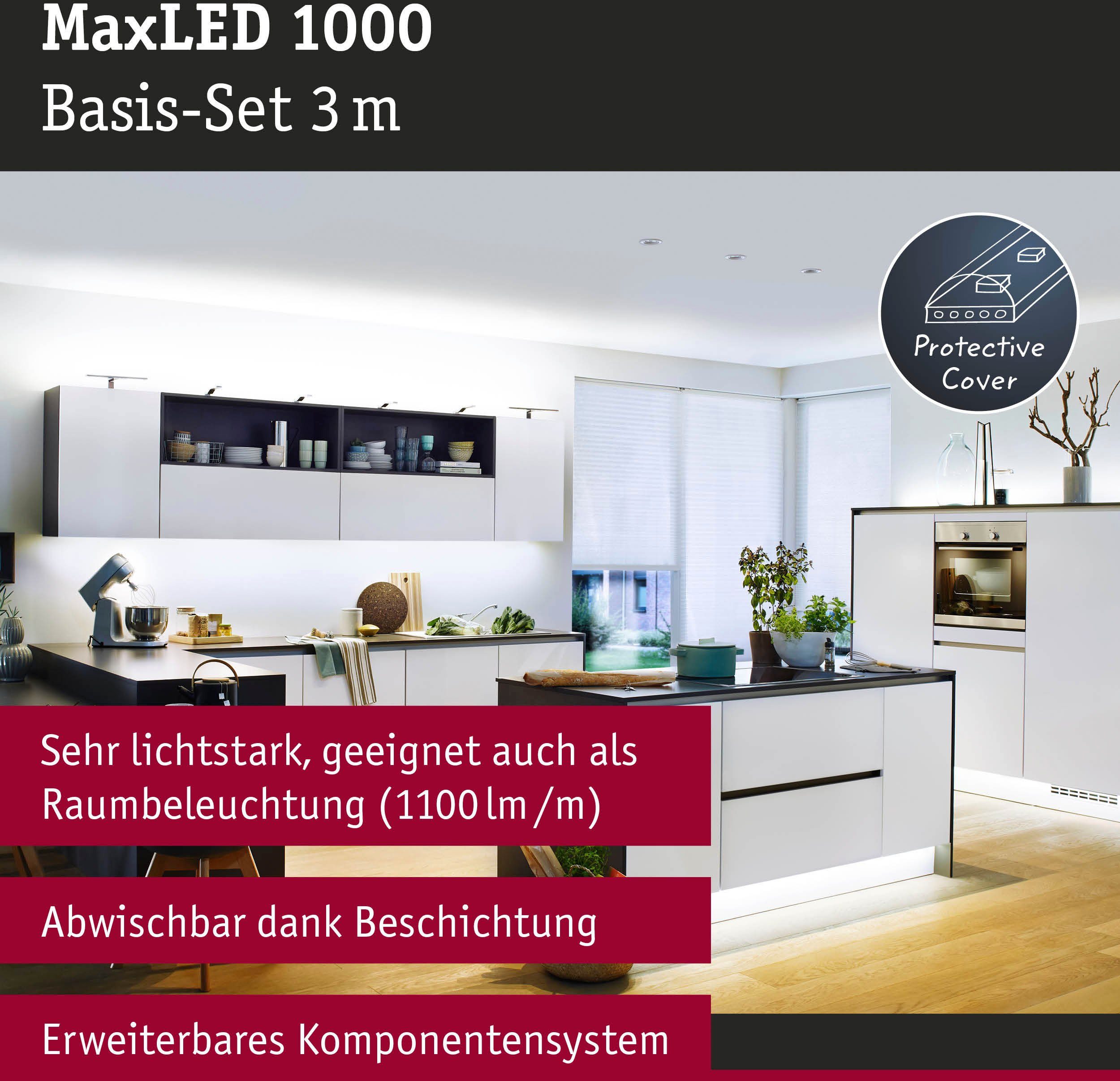 Paulmann LED-Streifen MaxLED 1000 34W beschichtet, 1-flammig Basisset 3m Tageslichtweiß IP44 3300lm
