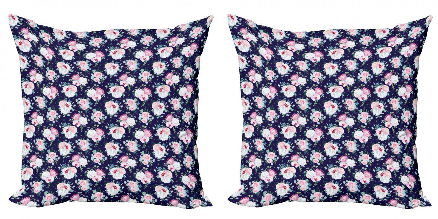 Kissenbezüge Modern Accent Doppelseitiger Digitaldruck, Abakuhaus (2 Stück), Vintage Rose Zarte Blumenstrauß