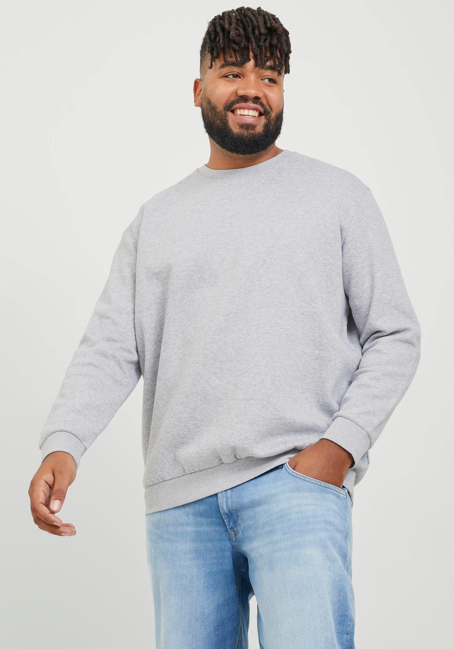 Jack & Jones PlusSize Grey Light CREW JJEBRADLEY PLS NOOS Sweatshirt SWEAT Melange