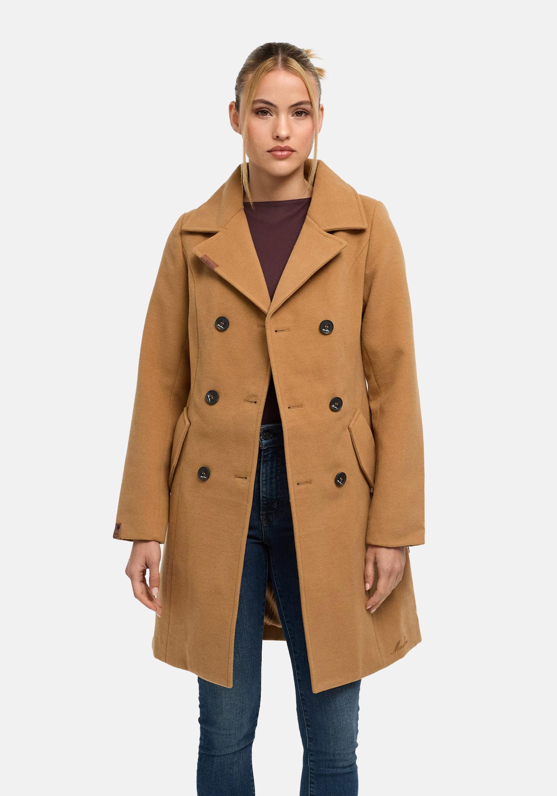 Marikoo Kurzmantel Nanakoo edler Damen Trenchcoat in Wollmantel-Optik