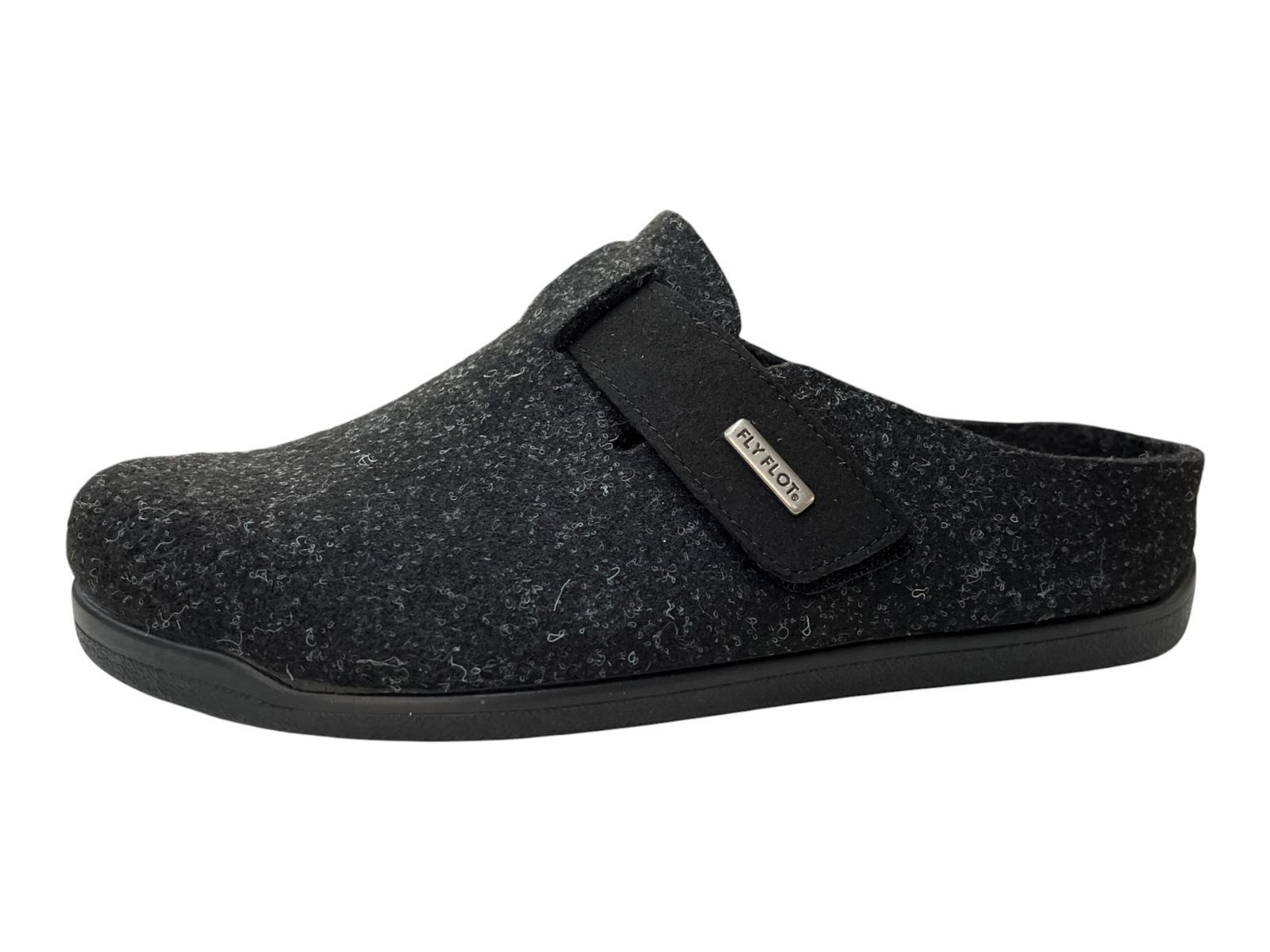 Fly Flot Herren Filz Pantoffel 220065-01 schwarz Hausschuh