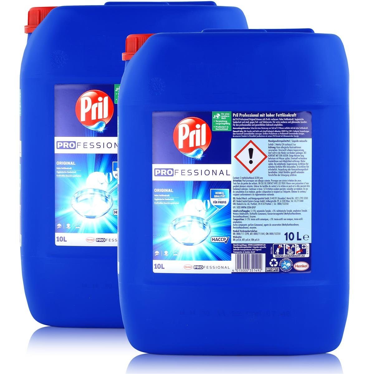 PRIL Pril Pro Professional Original Spülmittel 10L - Hohe Fettlösekraft ...
