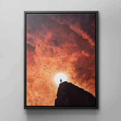 DOTCOMCANVAS® Leinwandbild, Natur Wandbild mit Aussicht & Sonnenuntergang von