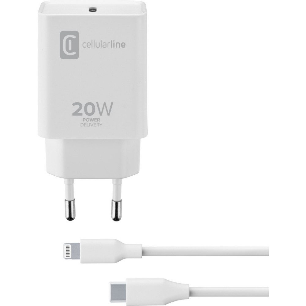 Lade-Set 20W für Apple Lightning Zubehör von Cellularline. Handy-Netzteile