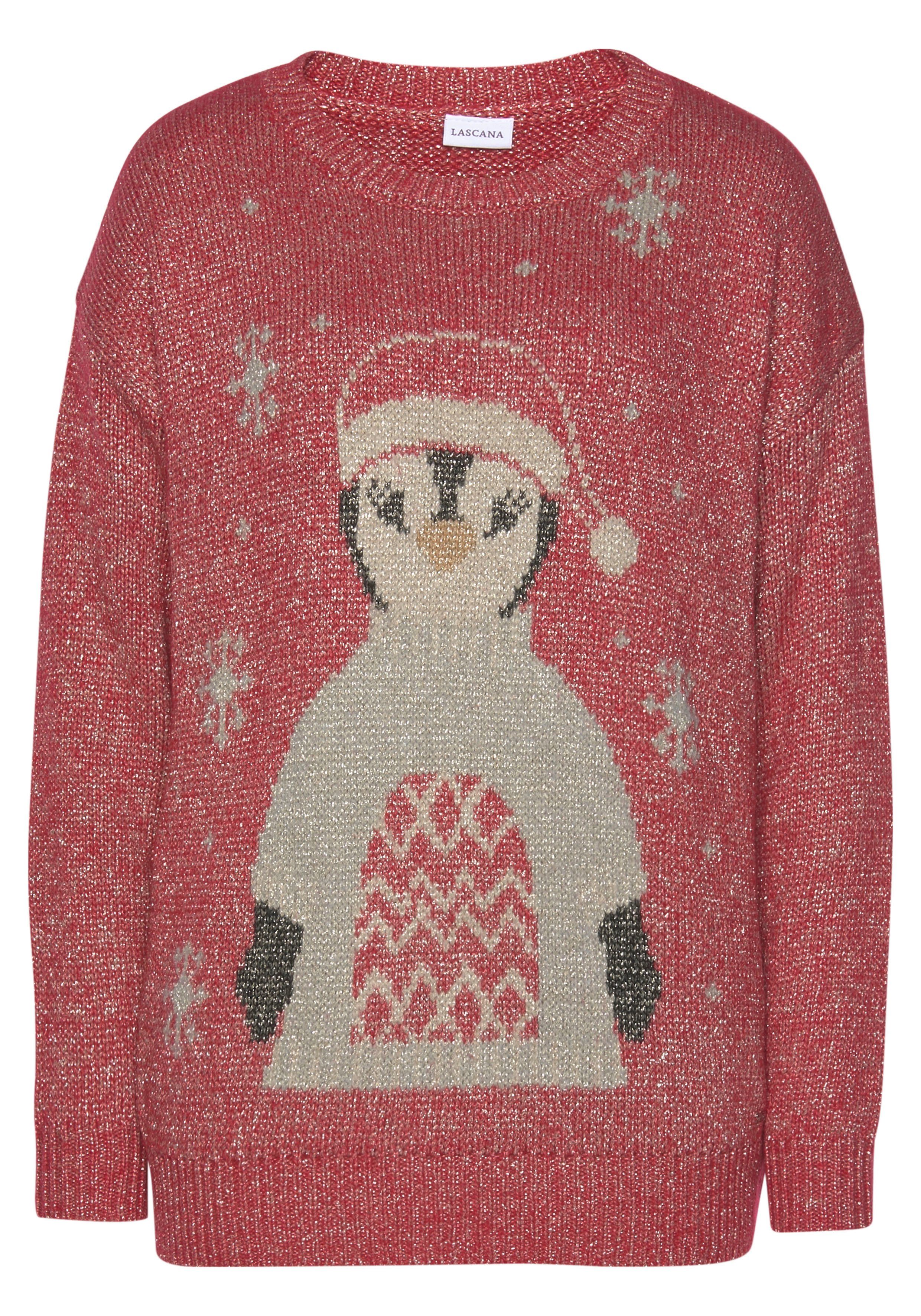 LASCANA Sweater Weihnachtspullover mit eingestricktem Motiv, günstig online kaufen