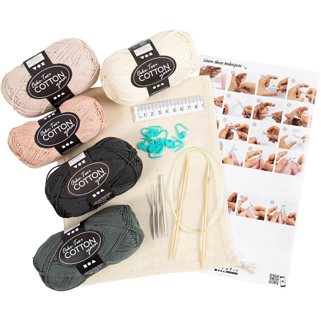 creativ company Kreativset Lernset Stricken Waschlappen, (20-tlg), 20 Teile