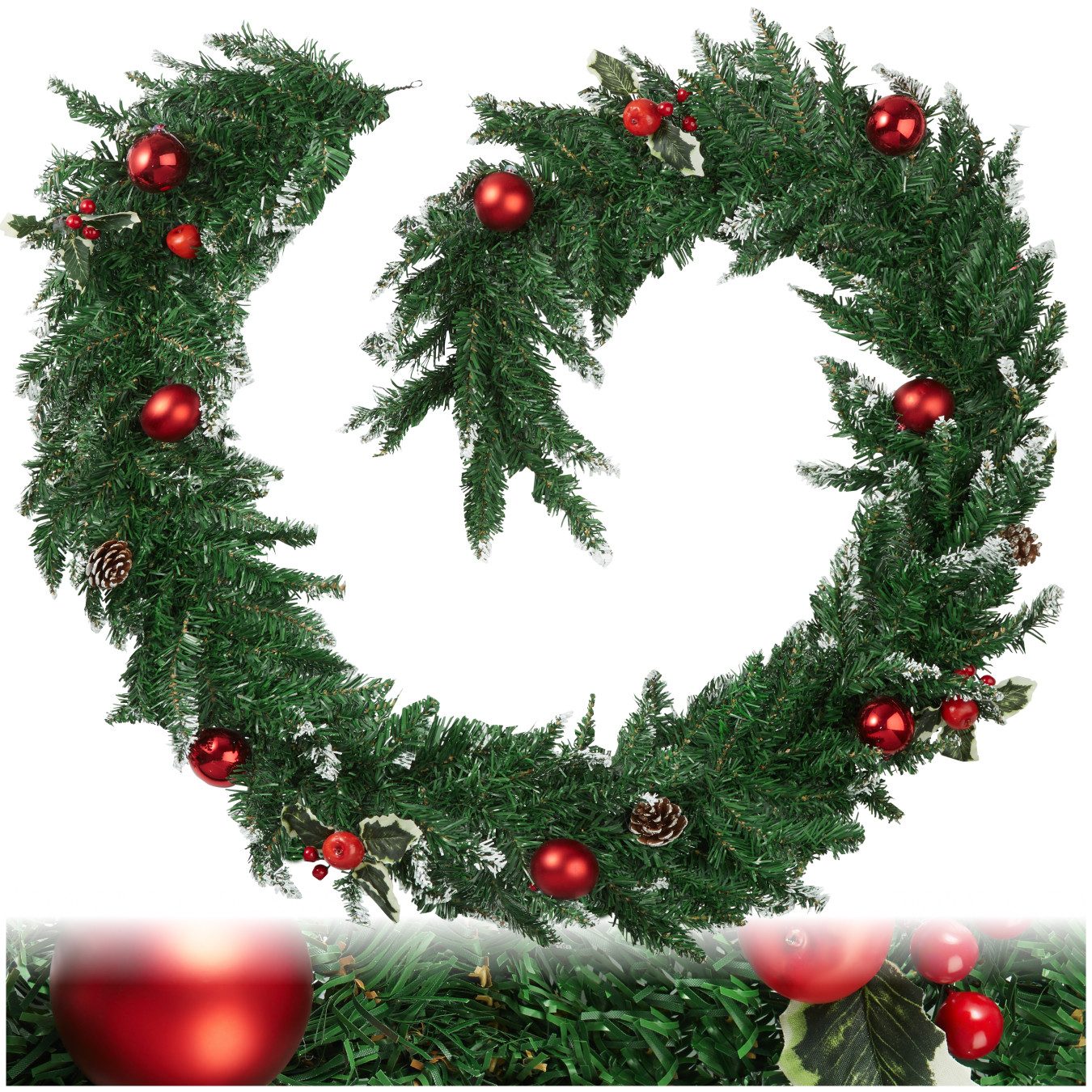 tectake Гирлянда декоративная Weihnachtsgirlande, naturgetreu, 270 cm