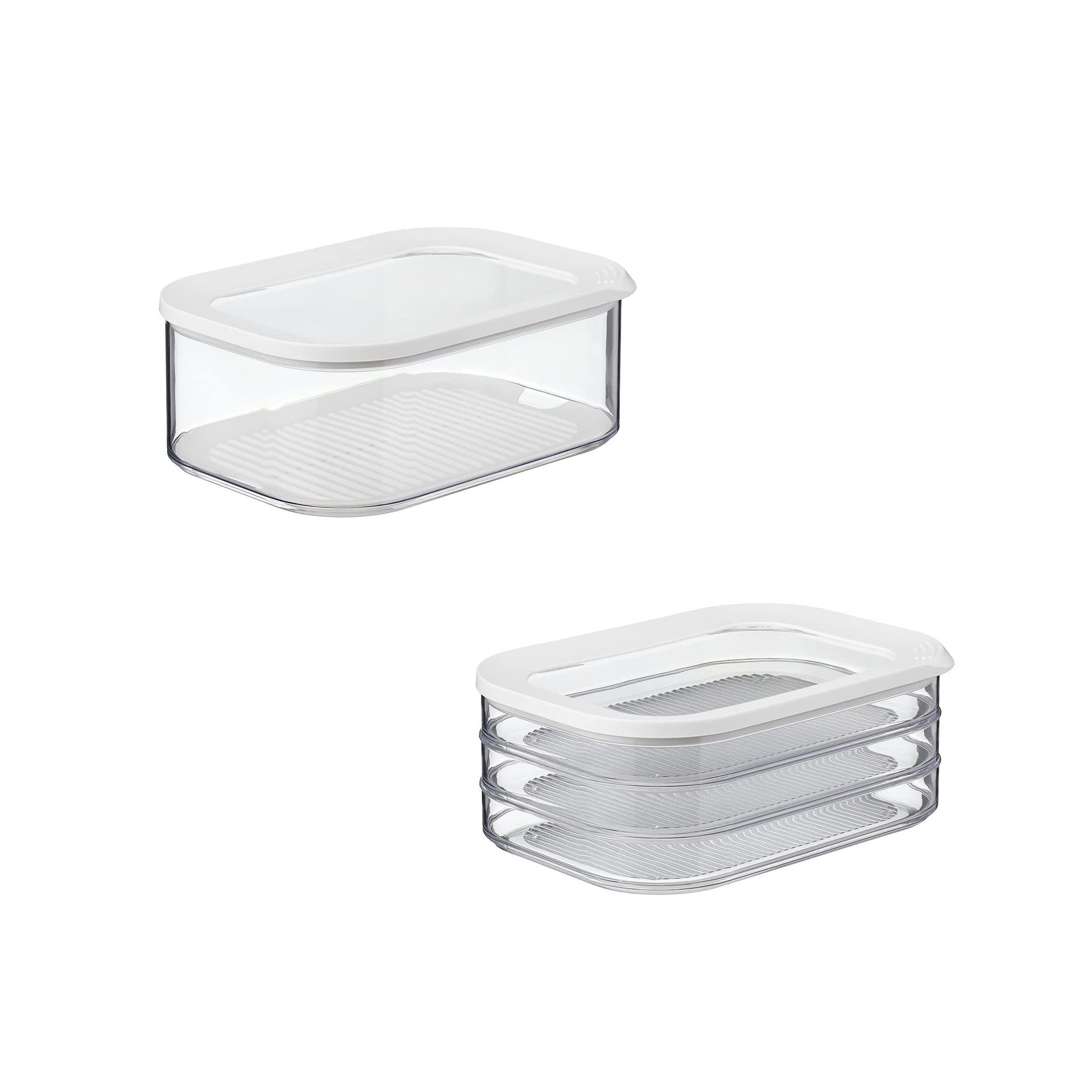 Mepal Vorratsdose Käse- und Wurstdosen-Set mit Anti-Kondensationseinsatz, luftdicht, Styrol-Acrylnitril (SAN), Polyethylen (PE), Spülmaschinenfest, Farbe: Weiß
