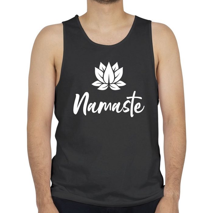 Shirtracer Tanktop Namaste mit Lotusblüte weiß - Yoga und Wellness Geschenk - Herren Tank Top welness geschenke herren - lotusblüten - namaste - geschenk yoga