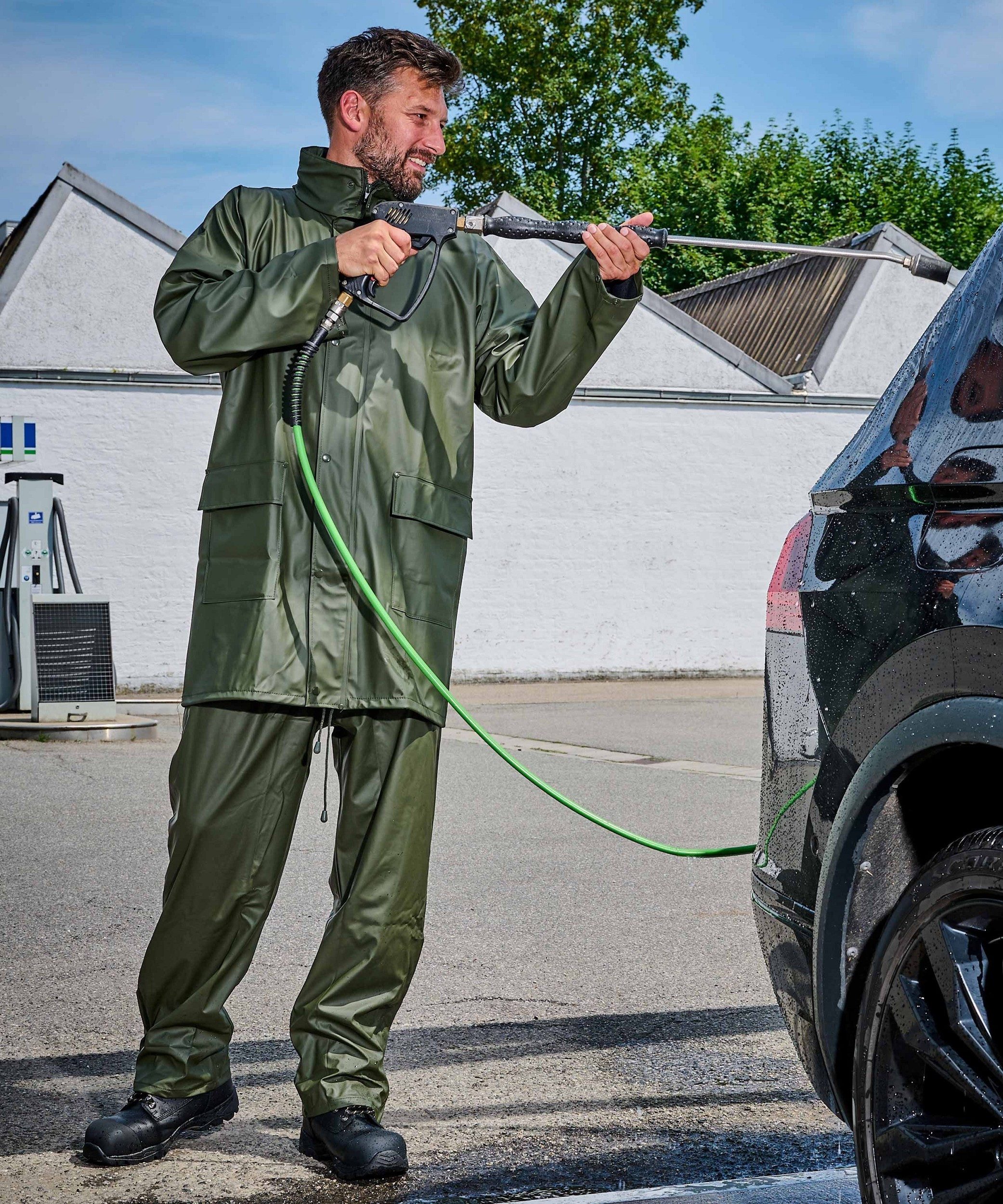 Elutex Regenhose Regenhose wasserdicht Wassersäule 3.000 mm oliv/grün Jagdhose Herren