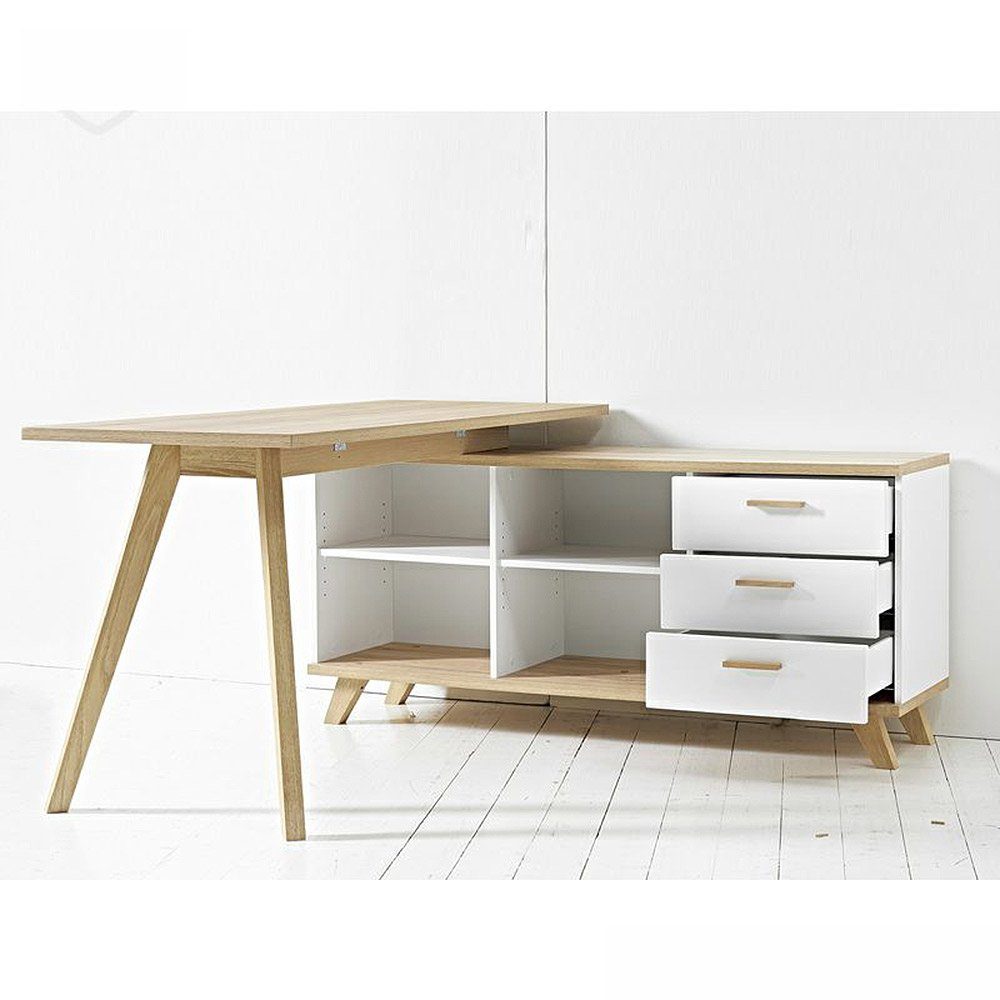 weiß supermatt SOSLO-01, Sanremo Aktenschränke Regale 2 Sideboard Eiche mit Schreibtisch Lomadox 2