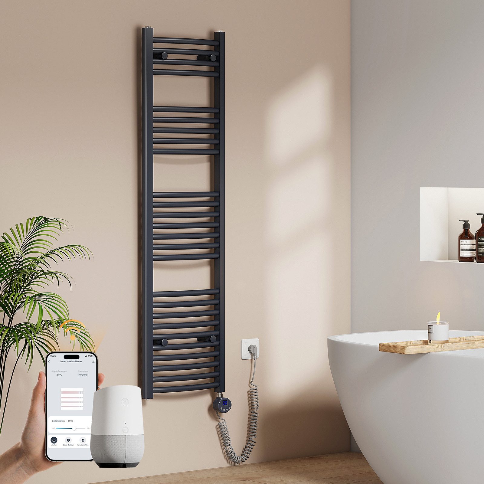 EMKE Elektrischer Badheizkörper mit Thermostat Höhe: 140cm, Breite:40/50/60 günstig online kaufen