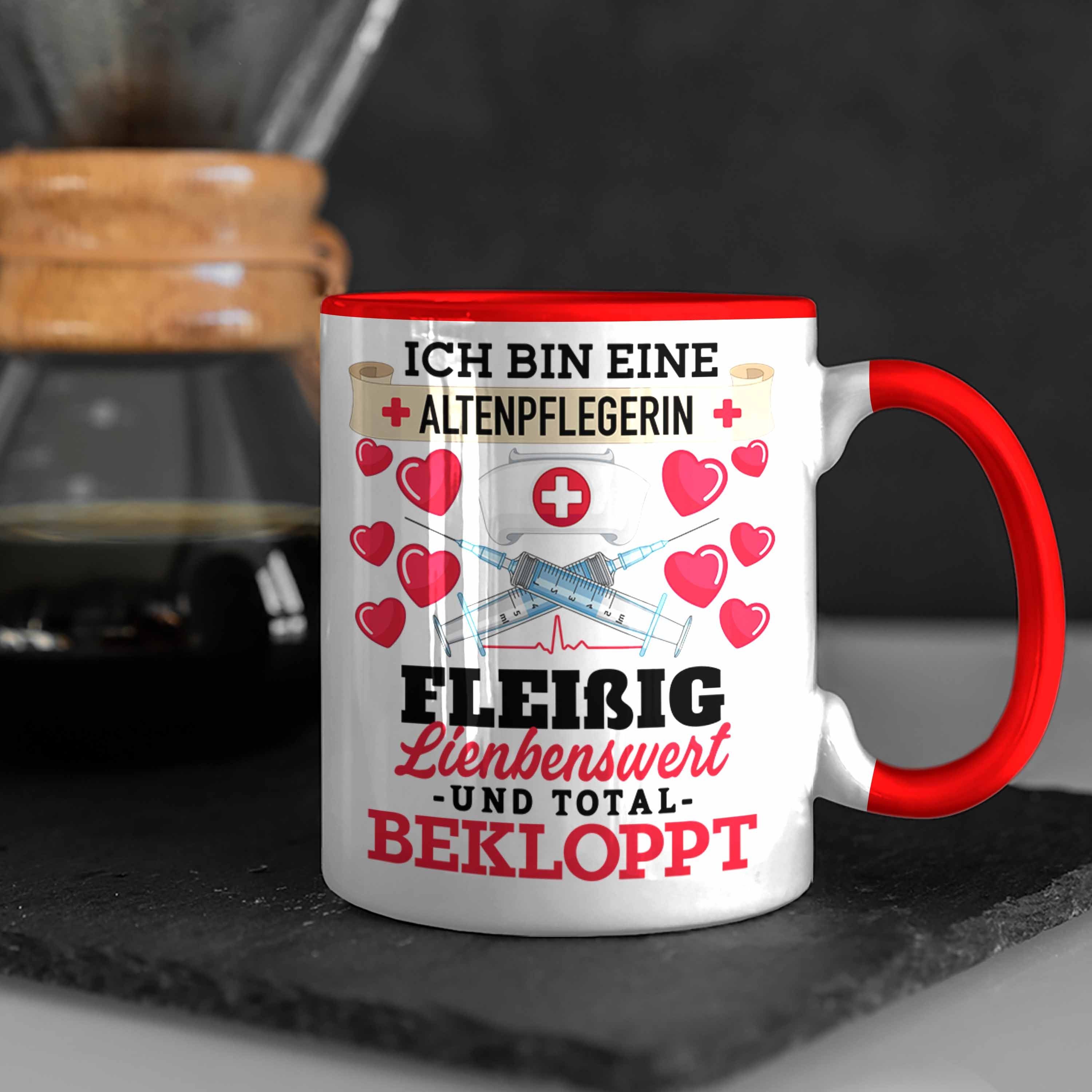 Altenpflegerin Tasse Trendation Lustiger Tasse Rot Geschenk Altenpflege Frauen Spruch Danke