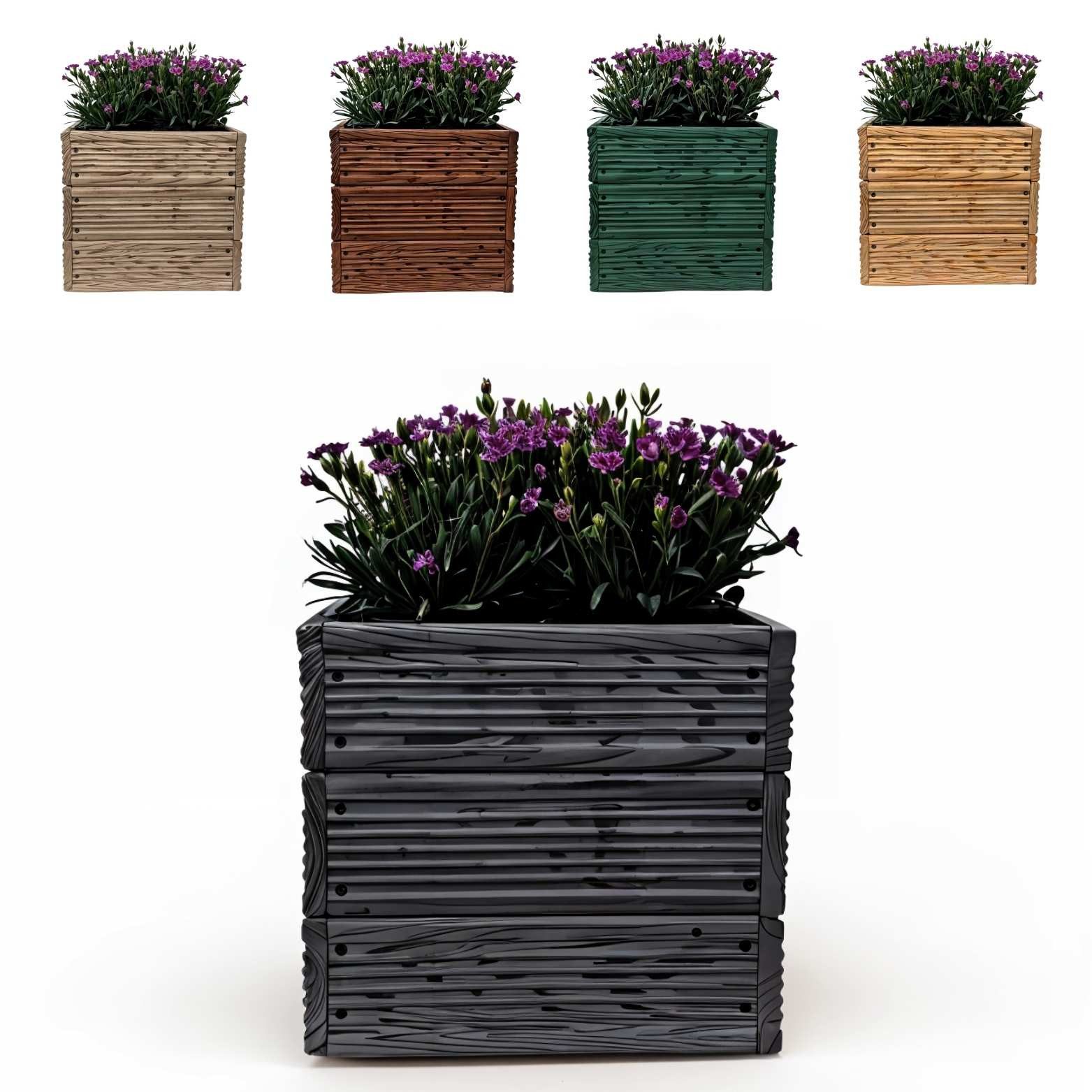 Floranica Übertopf (ohne Roller, 1 St., Anthrazit), für drinnen und draußen - für Garten, Balkon, Terrasse und Wohnräume