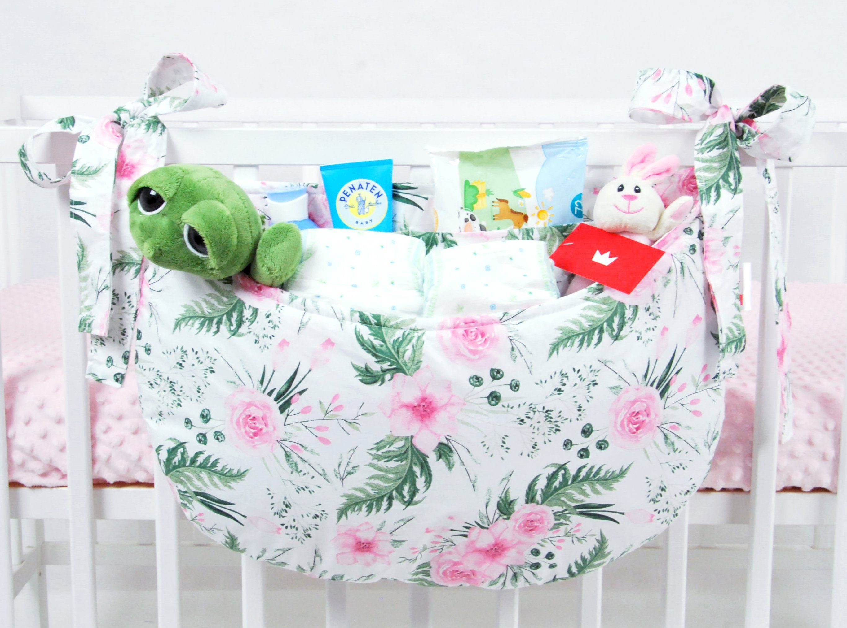 BabyLux Betttasche BABYLUX Organizer BETTTASCHE Spielzeugtasche Babybett Windeltasche, 110. Wilde Blüten