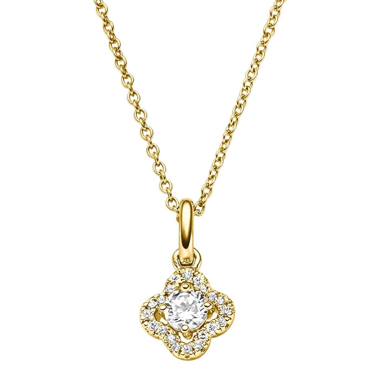 VIVENTY Kette mit Anhänger 787752, Damencollier Silber 925 Vergoldet Kleeblatt Zirkonia