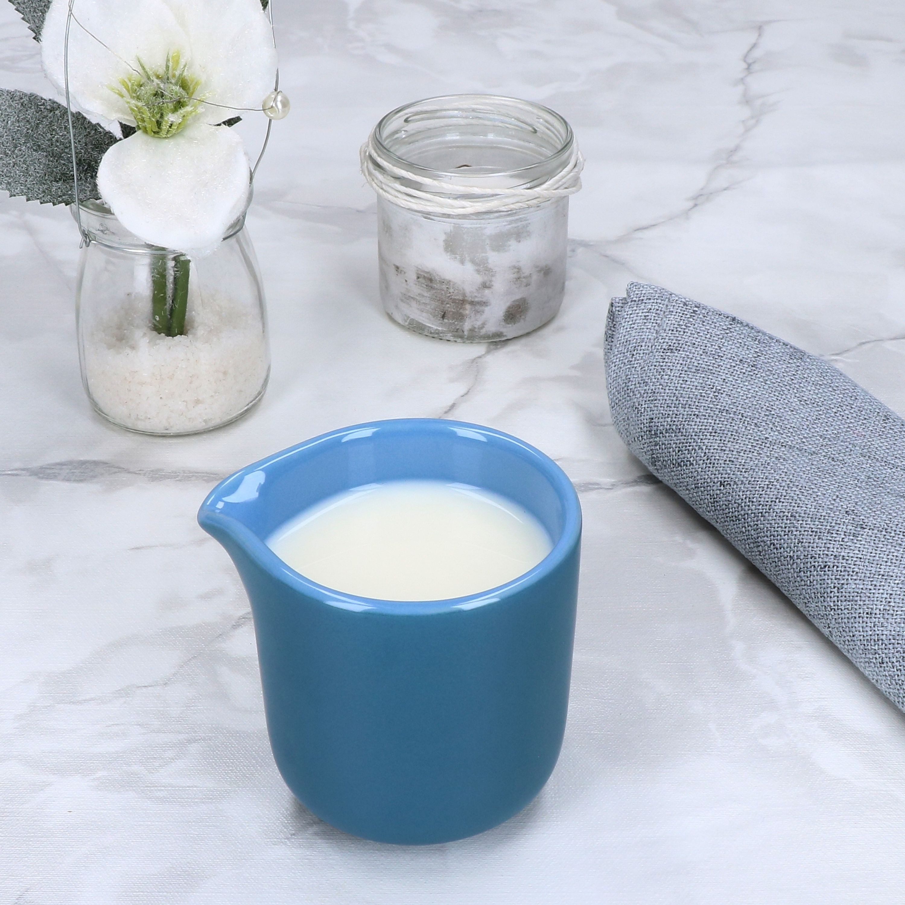 Ritzenhoff & Breker Milch- und Zuckerset Ritzenhoff Jasper Milchkännchen Ozeanblau Steingutkanne Milchgießer, Steingut