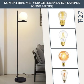 Nettlife Stehlampe Wohnzimmer Gold Glas Vintage E27 Modern Standleuchte Industrial, mit Fußschalter, LED wechselbar, Wohnzimmer Schlafzimmer Büro Kinderzimmer