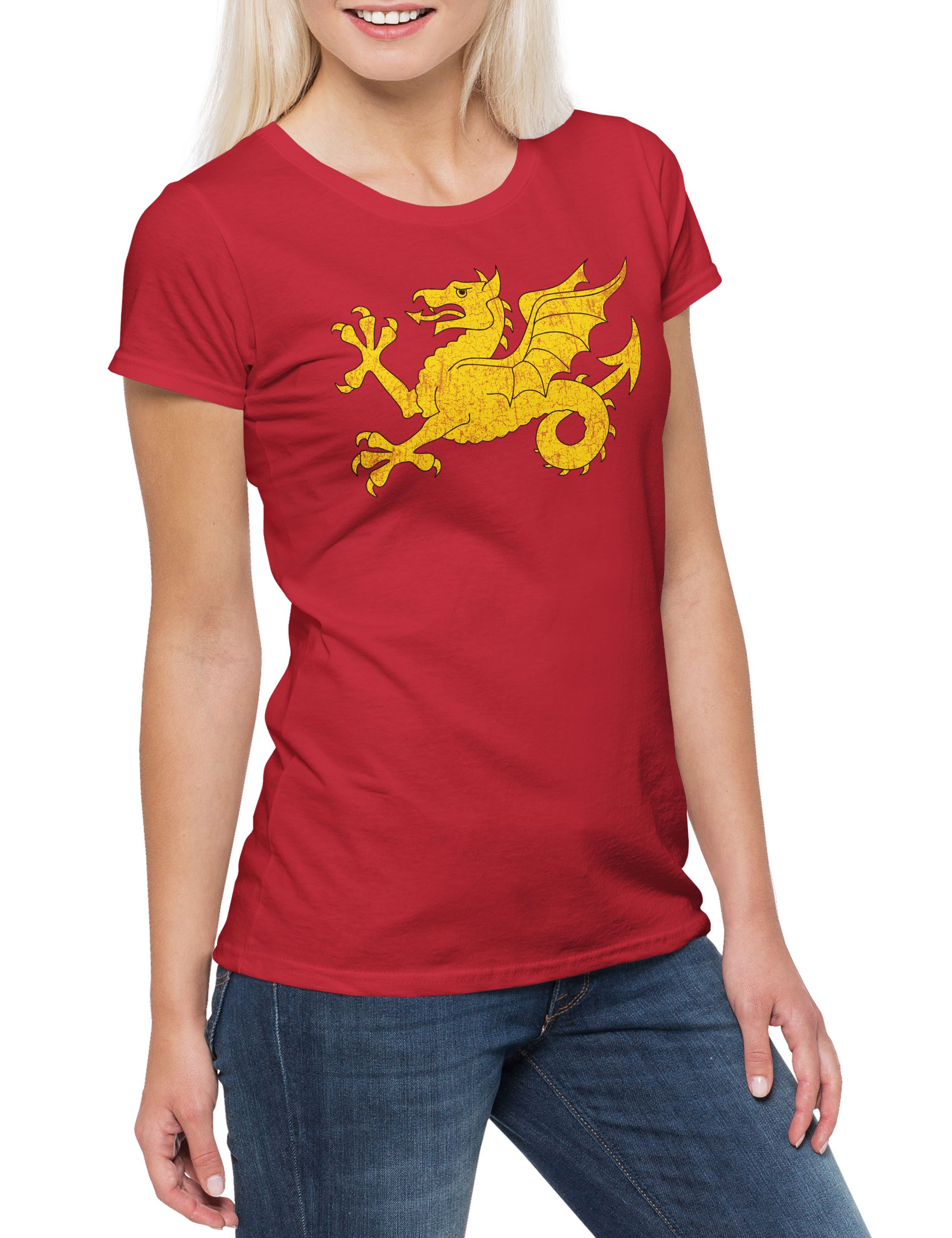 Print-Shirt Shire Flag Damen T-Shirt Fahne Flagge Banner Coat of Arms Wappen