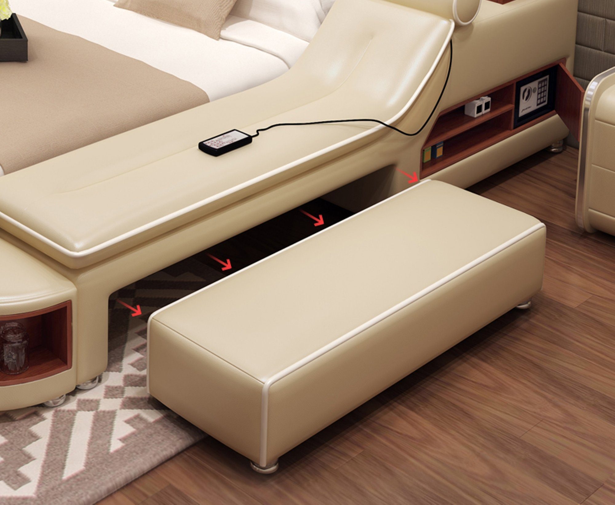 JVmoebel USB Tresor Wärme Multifunktion Betten Sound Liege Bett Bett Doppel