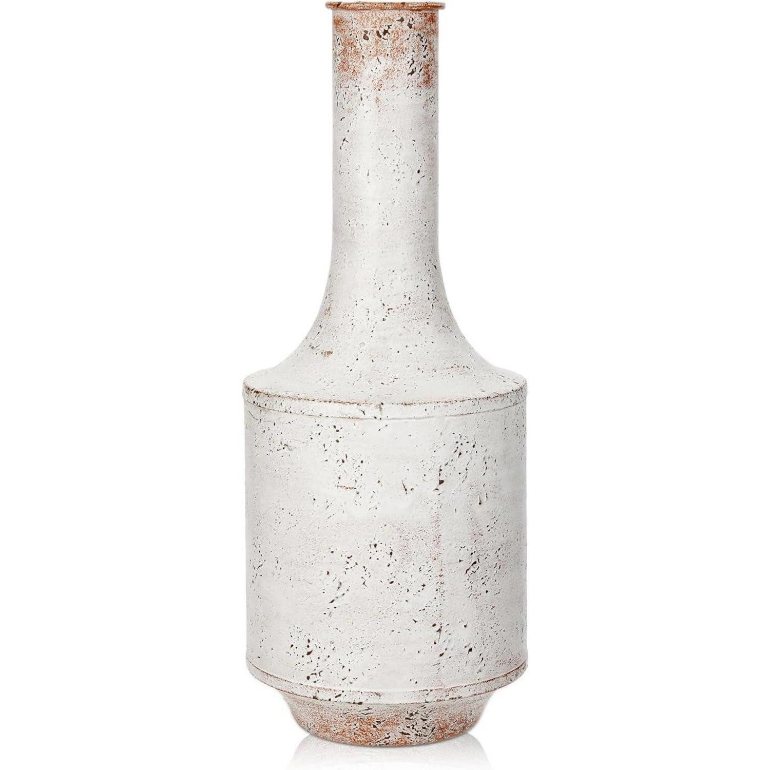 LuxusKollektion Dekovase Vase Vintage Metall Groß Blumenvase Rustikal Shabby Chic Weiß (1 St)