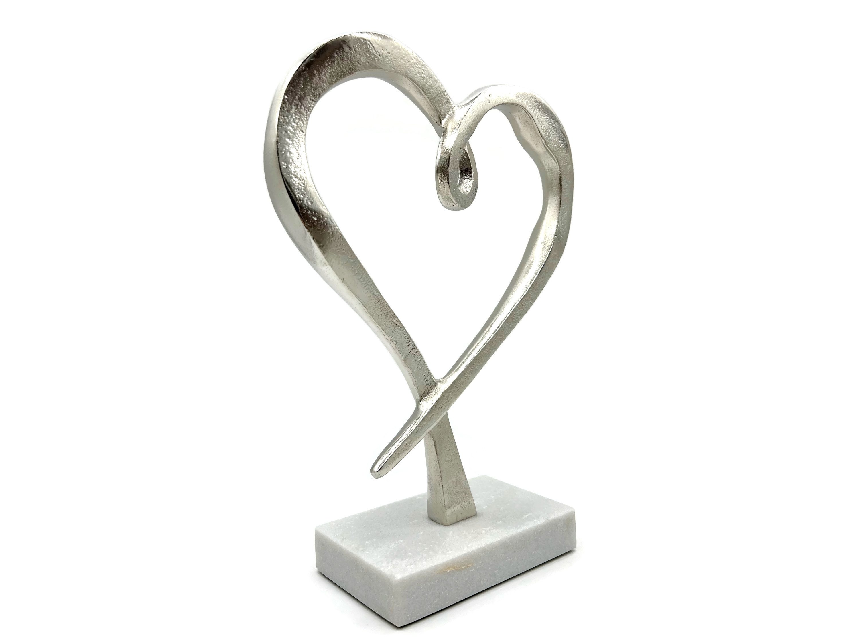 eXODA Skulptur Aluminium Herz Herzensangelegenheit auf Marmorsockel Skulptur 28 cm (Montiertes Aluherz auf Marmor)