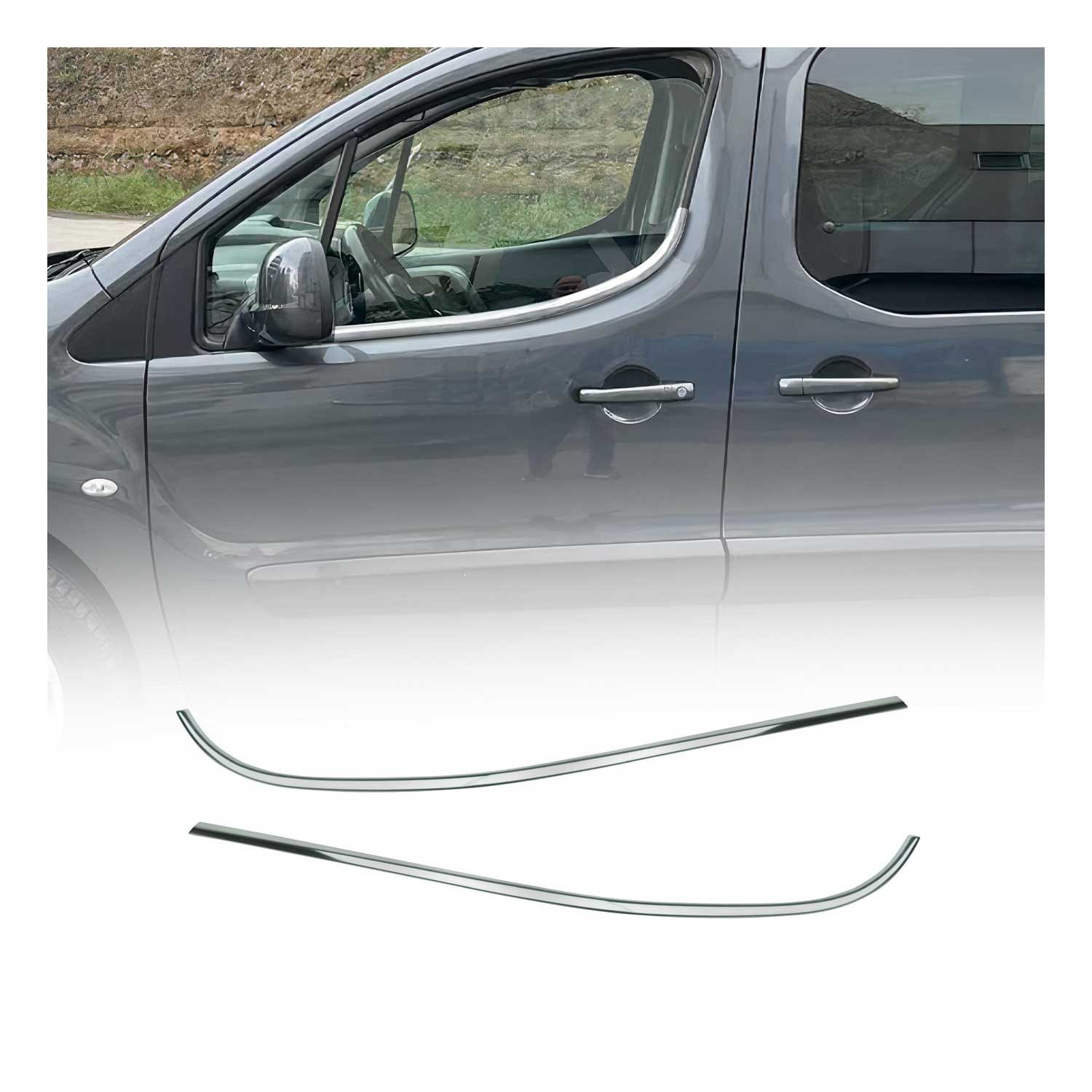 OMAC Zierleisten-Aufkleber Fensterleisten für Peugeot Partner Citroen Berlingo 2008-2018 Chrom, (2tlg), Langlebig,Einfache Reinigung,Einfache Installation,Rostbeständig
