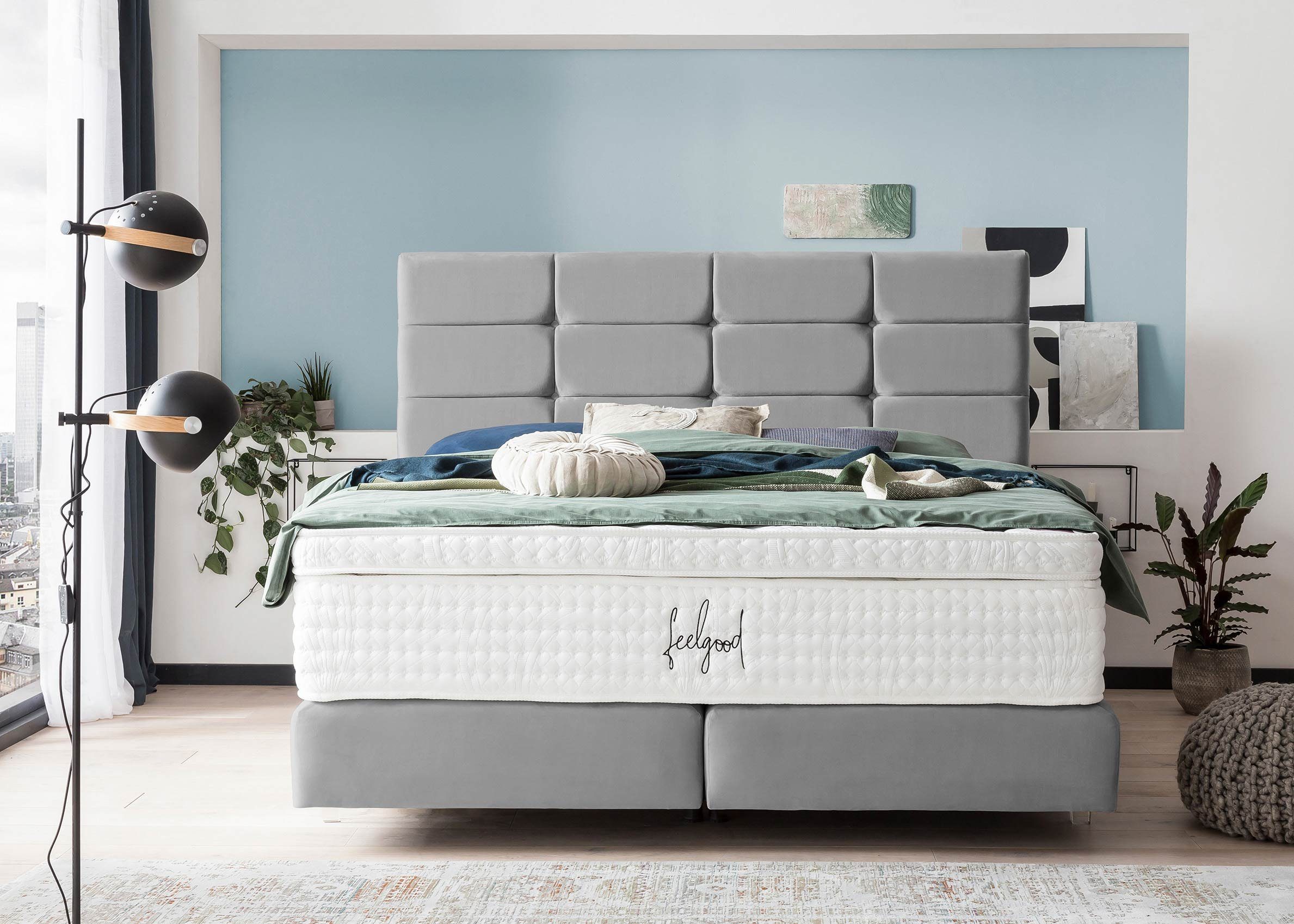 BettCo Boxspringbett Kansas (in Grau Velours, günstig online kaufen