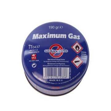 MaXimum Camping-Gas 36 x 190gr Butangaskartusche: Sicher, Zertifiziert & Ideal für Outdoor, Stechkartusche mit Leckbegrenzer