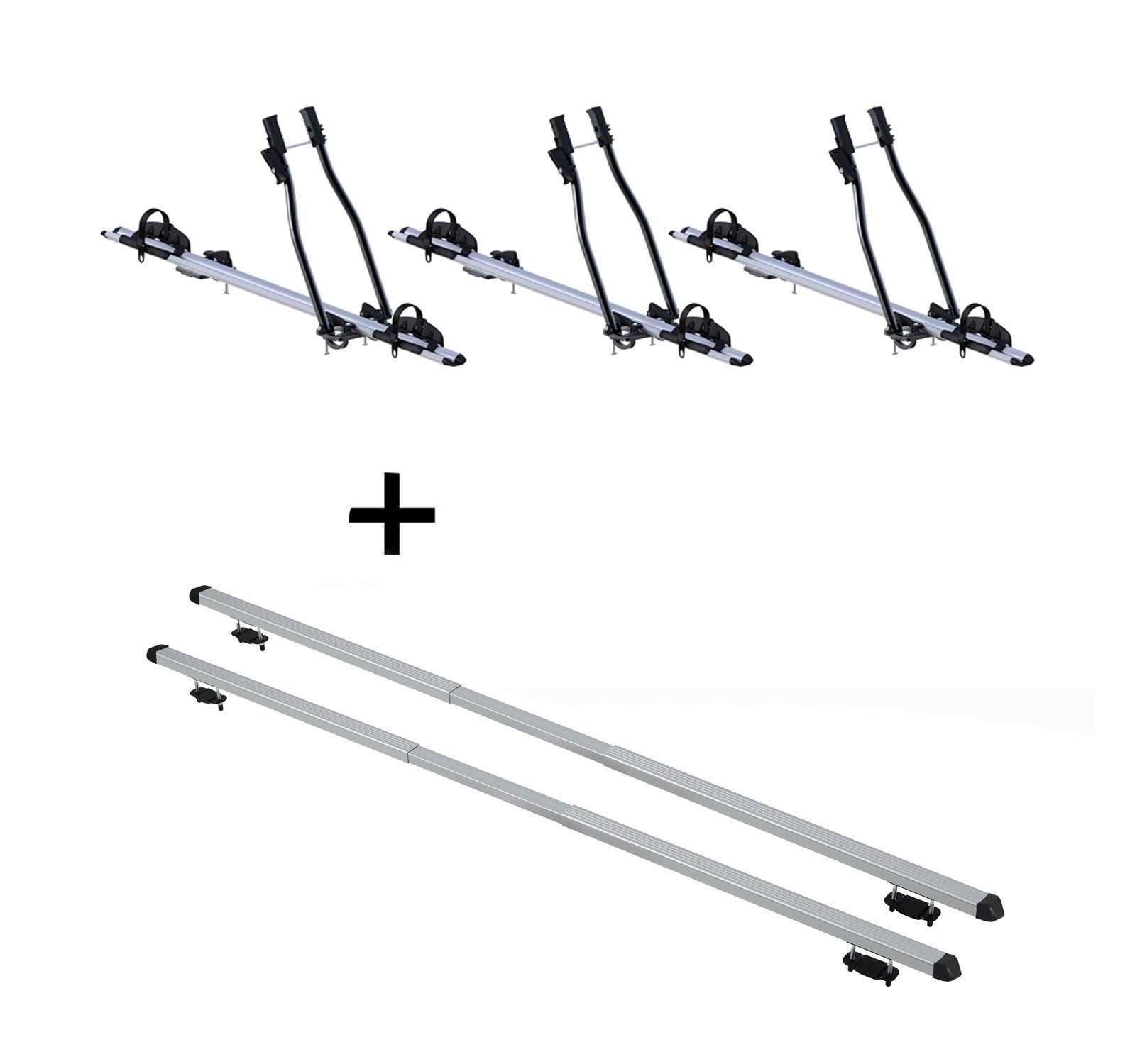 Fahrradhalter, 3x Fahrradträger SAGITTAR + Dachträger RAPID kompatibel mit Skoda Karoq (5Türer) ab 18