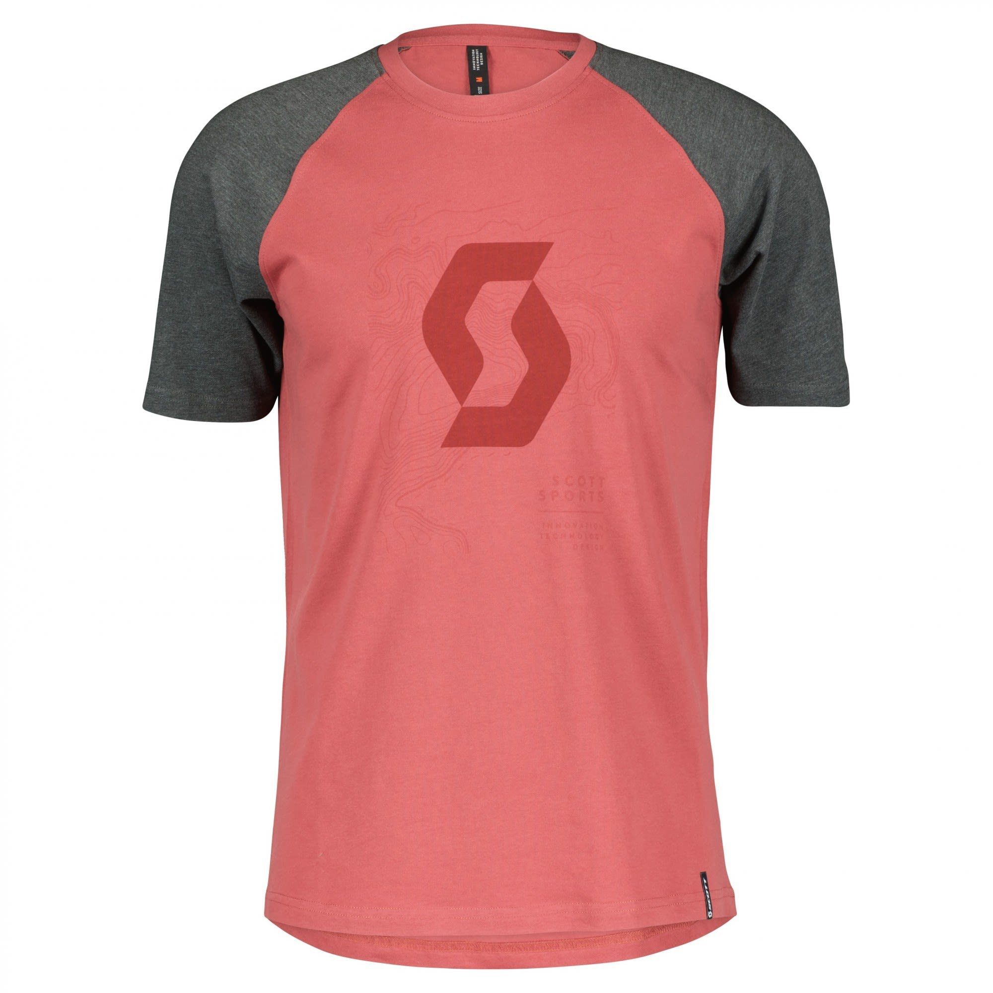 Scott T-Shirt Scott M Icon Raglan S/sl Tee Herren Kurzarm-Shirt Burnt Red - Dark Grey Melange | T-Shirts
