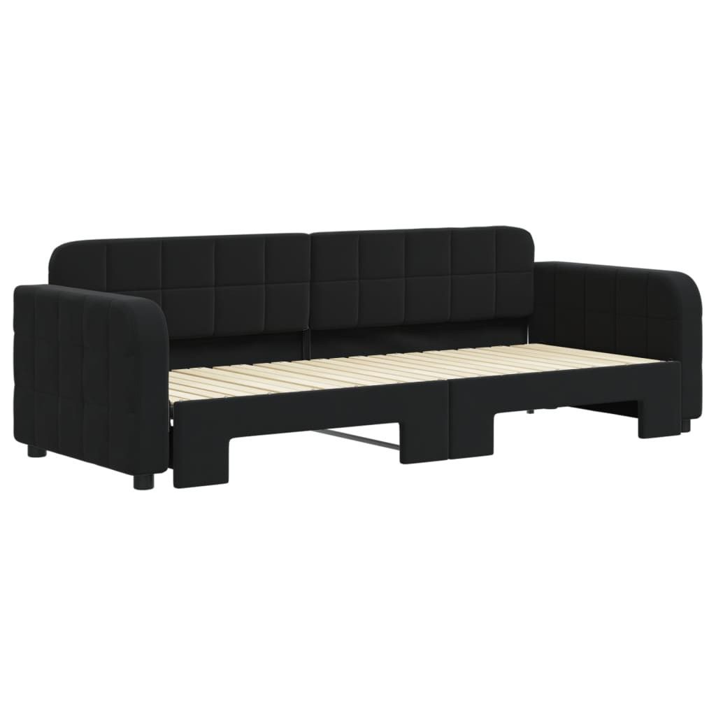 vidaXL Ausziehbett, Tagesbett Ausziehbar Schwarz 80x200 cm Samt