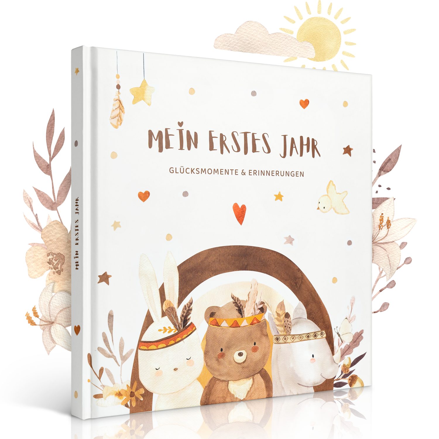 Eulentaler Tagebuch I Mein erstes Jahr Babyalbum I Von Pädagogen gestaltet im süßen Boho Stil, mit handgemalte Illustrationen & allen Meilensteinen