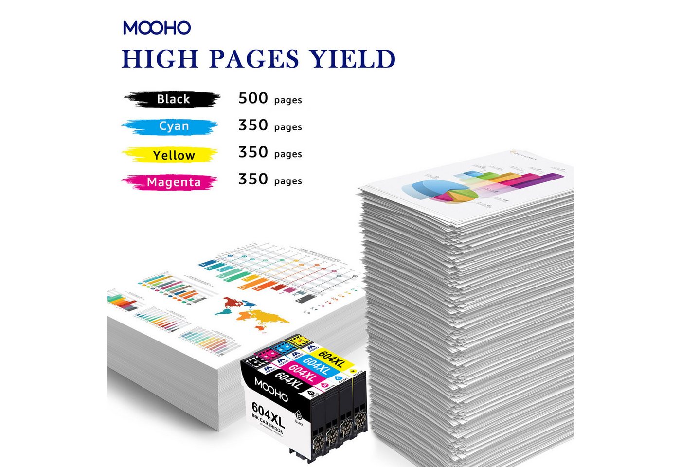 Thumbnail - MOOHO 4er 604XL ersetzt Epson 604 Druckerpatronen Multipack XP-2200 Tintenpatrone (WorkForce WF-2910DWF WF-2930DWF WF-29...