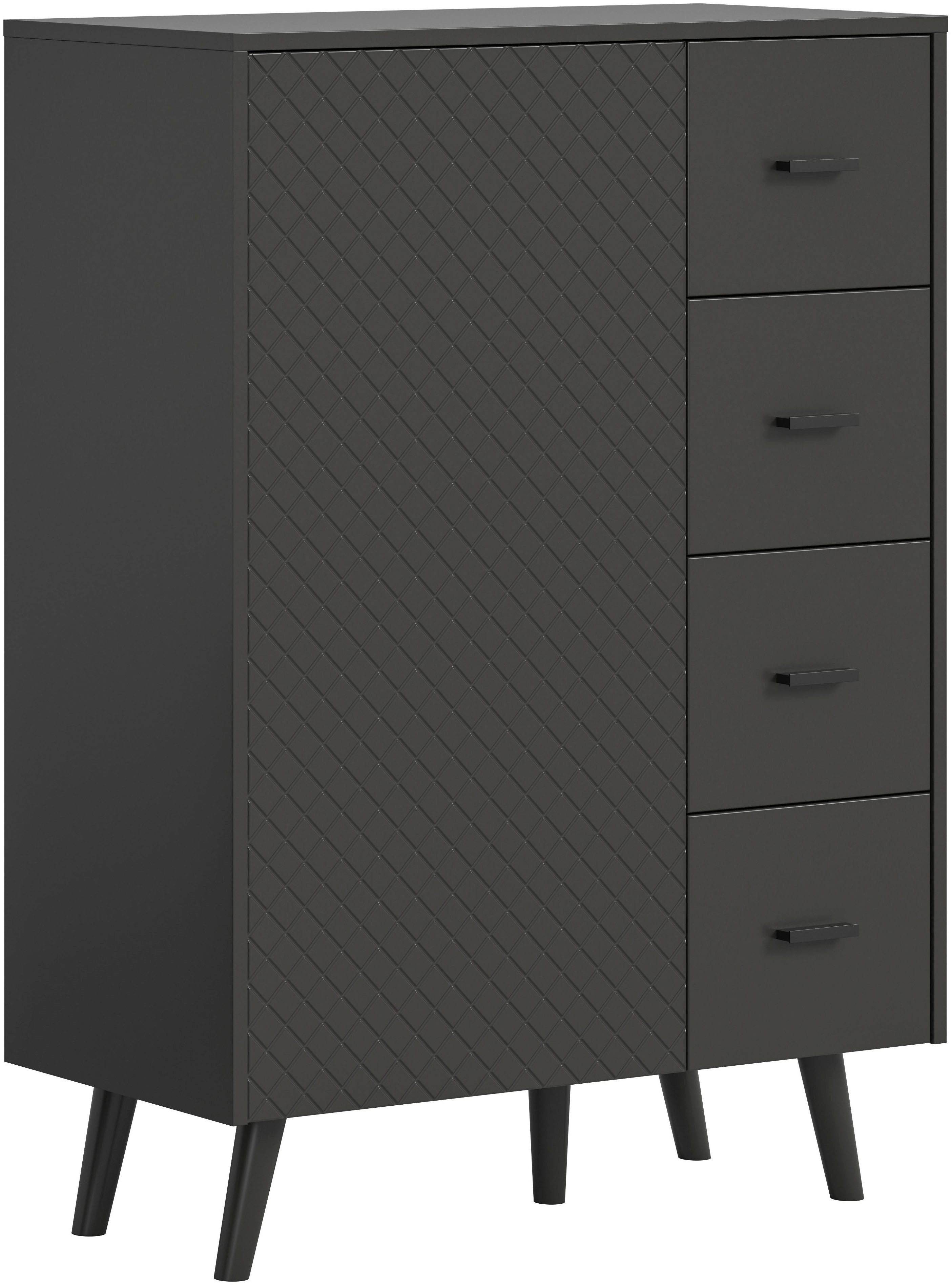 Home affaire Kommode RHOMBUS,hochwertige MDF-Front mit Karo-Optik (1 St), Kommode, Anrichte, Wohnzimmer, Esszimmer