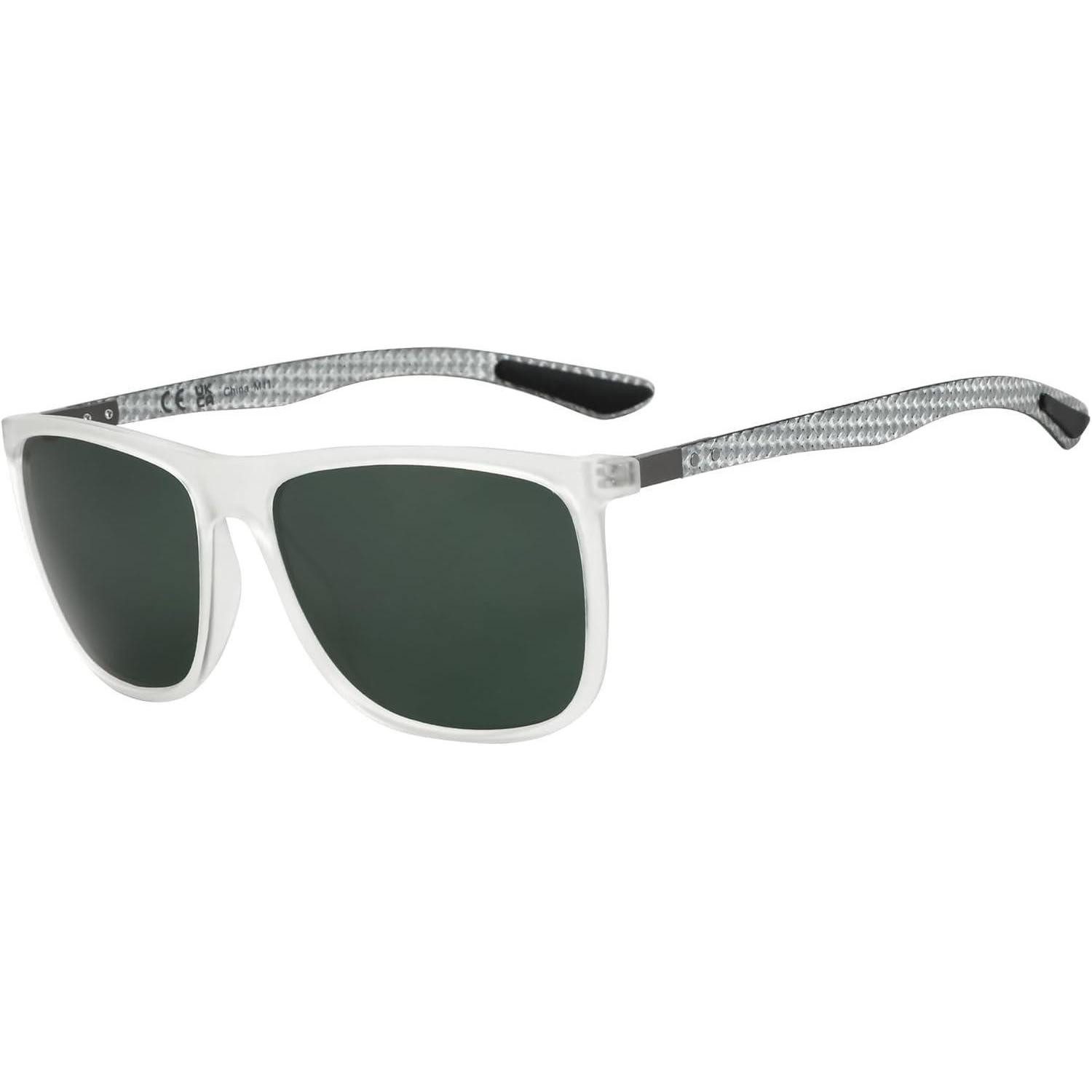 LuxusKollektion Sonnenbrille Sonnenbrille Herren Quadratisch Kohlefaser Grüne Linse
