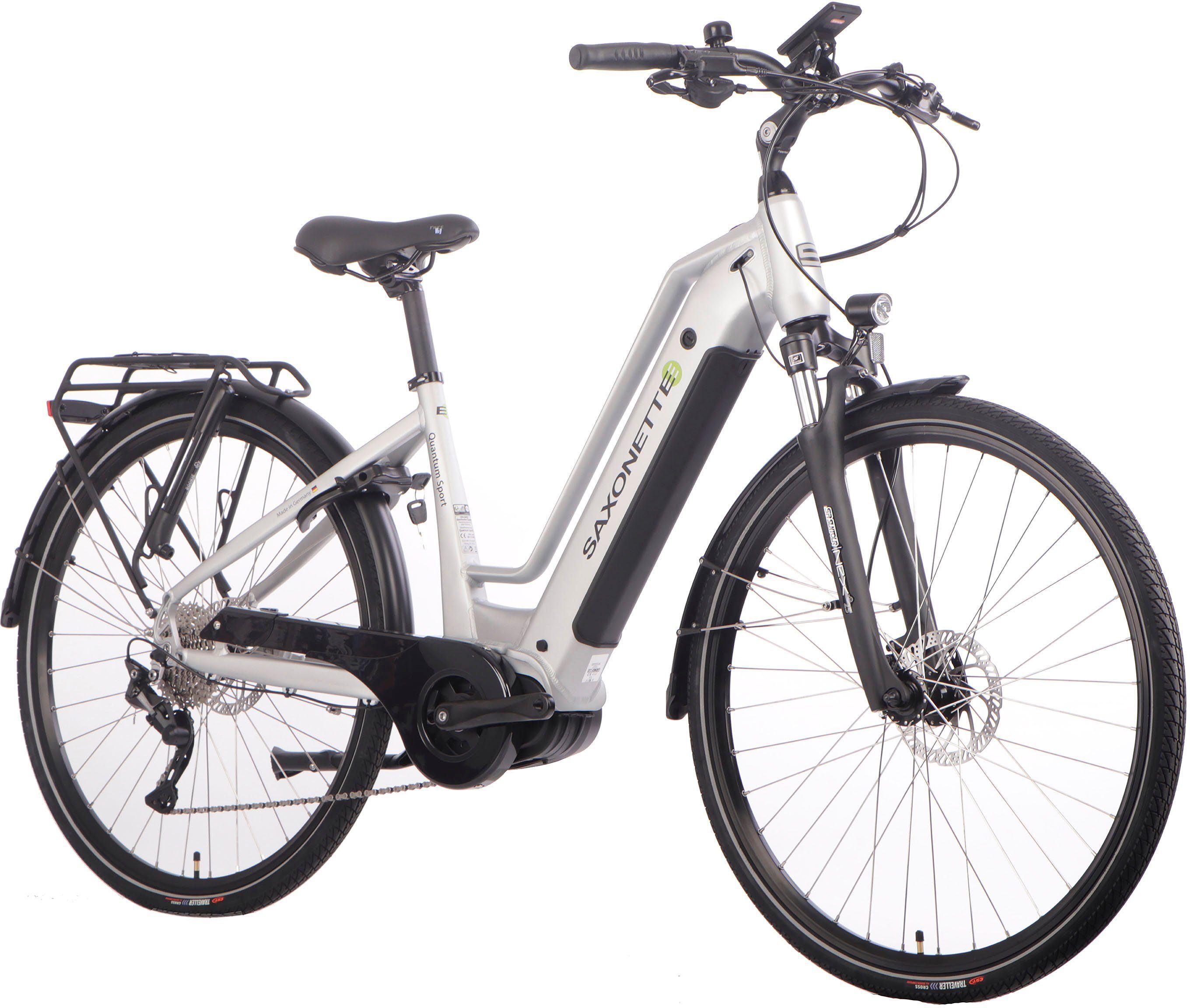 SAXONETTE E-Bike Trekkingrad Quantum Sport, 10 Gang Shimano, Kettenschaltung, Mittelmotor, 540 Wh, Pedelec, Elektrofahrrad für Damen u. Herren