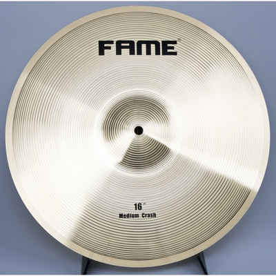 FAME Becken,Starter Crash 16" Brass Becken, Einsteigerfreundlich, Messing-Legierung, Heller Klang, Schnelle Ansprache, Preis-Leistungsverhältnis, 30 Tage Geld-zurück-Garantie", Starter Crash 16" Becken, Einsteigerfreundlich, Messing-Legierung