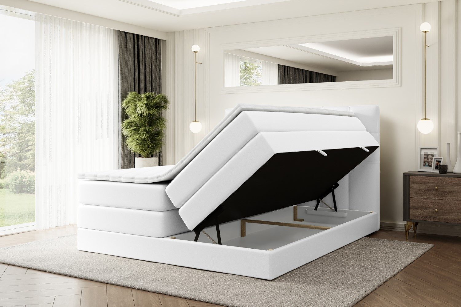 ALTDECOR Boxspringbett MARCE KING (Multipocket-Matratze H4, H3 Matratze Bonellfederung, Topper, Kopfteil)