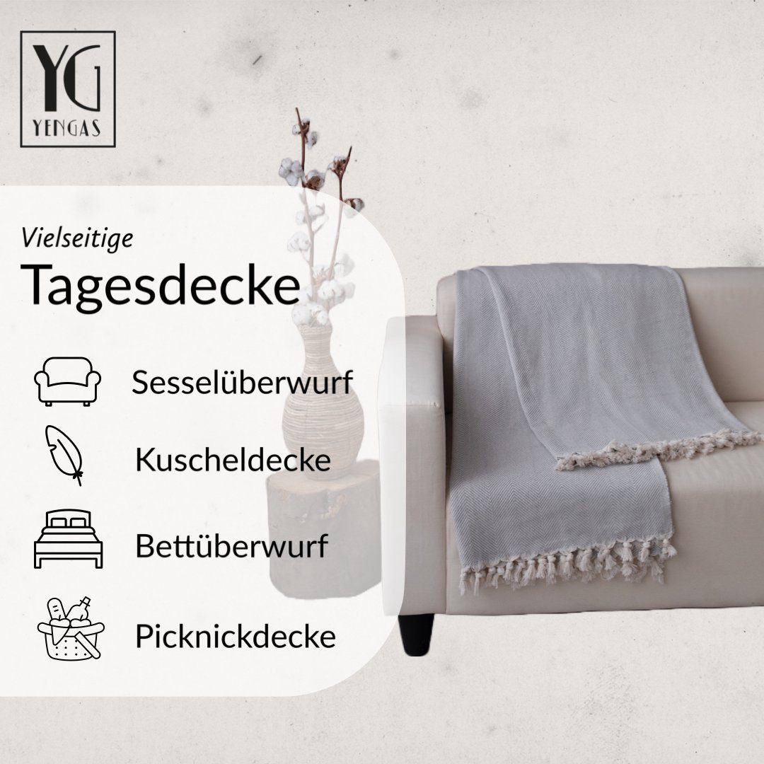 YENGAS Tagesdecke YENGAS Tagesdecke Fischgrät, XL günstig online kaufen
