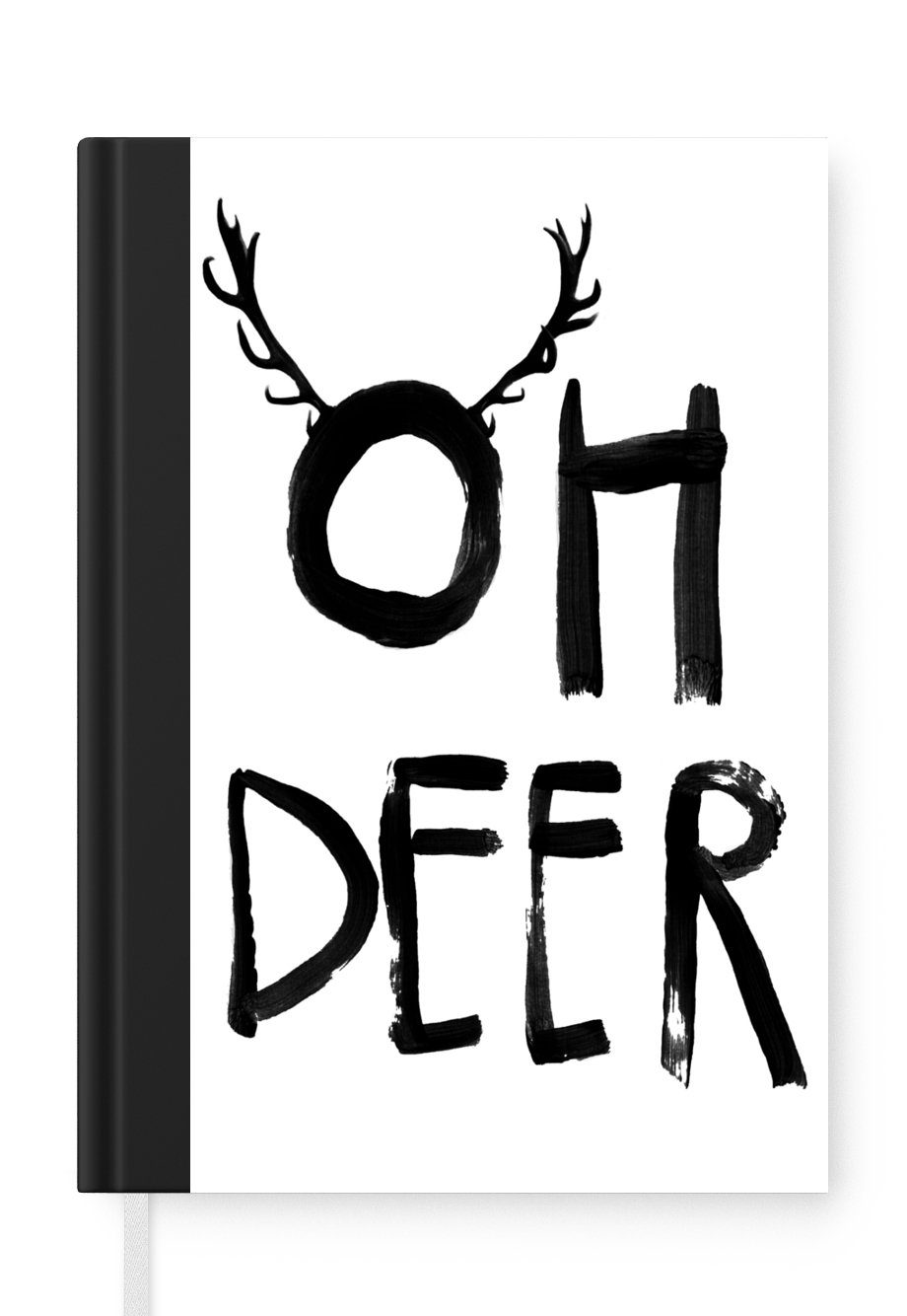 MuchoWow Notizbuch Zitate - Oh Deer - Weihnachten - Tiere - Geweih, Journal, Merkzettel, Tagebuch, Notizheft, A5, 98 Seiten, Haushaltsbuch
