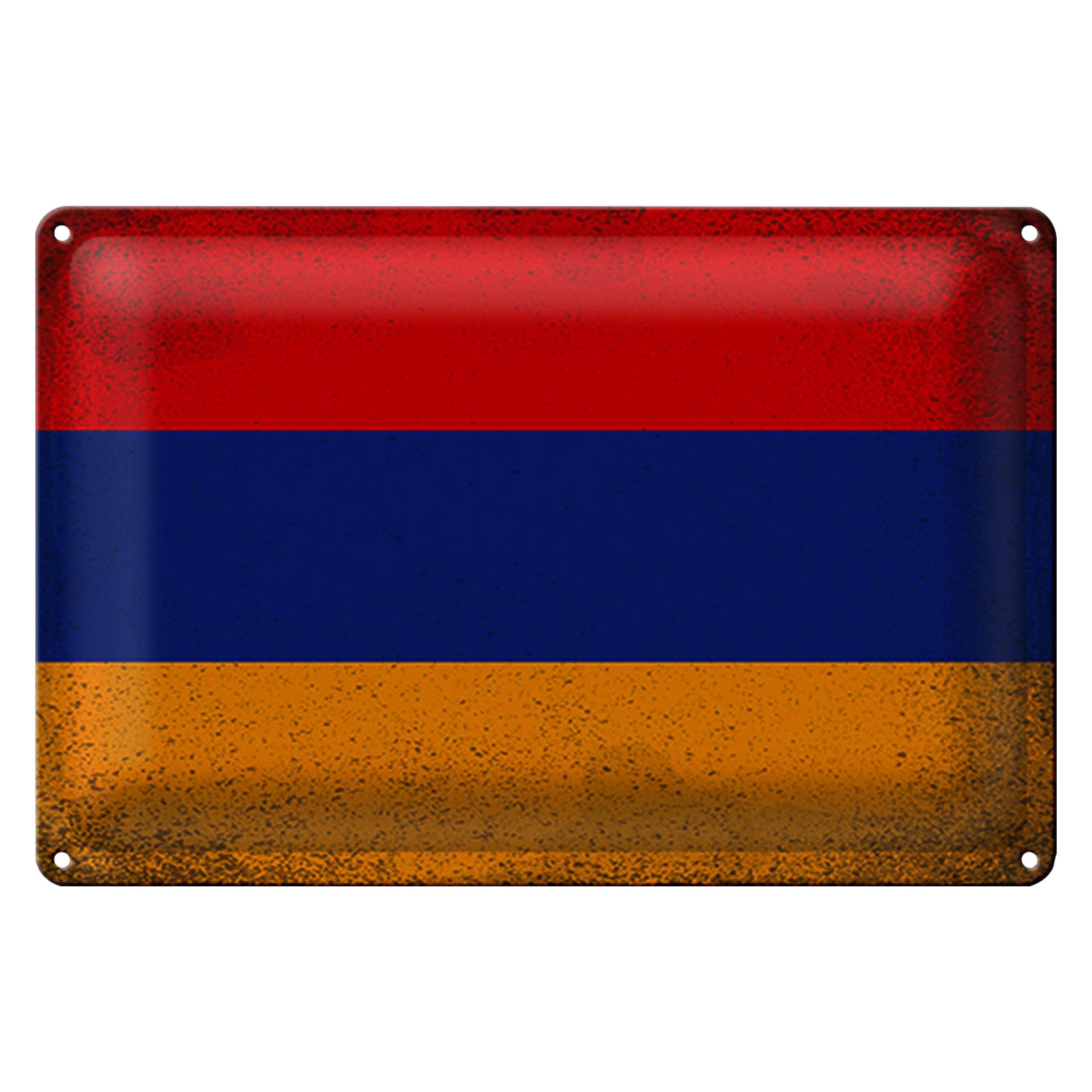 Metallschild Flagge Armenien 18x12cm Flag Armenia Vintage