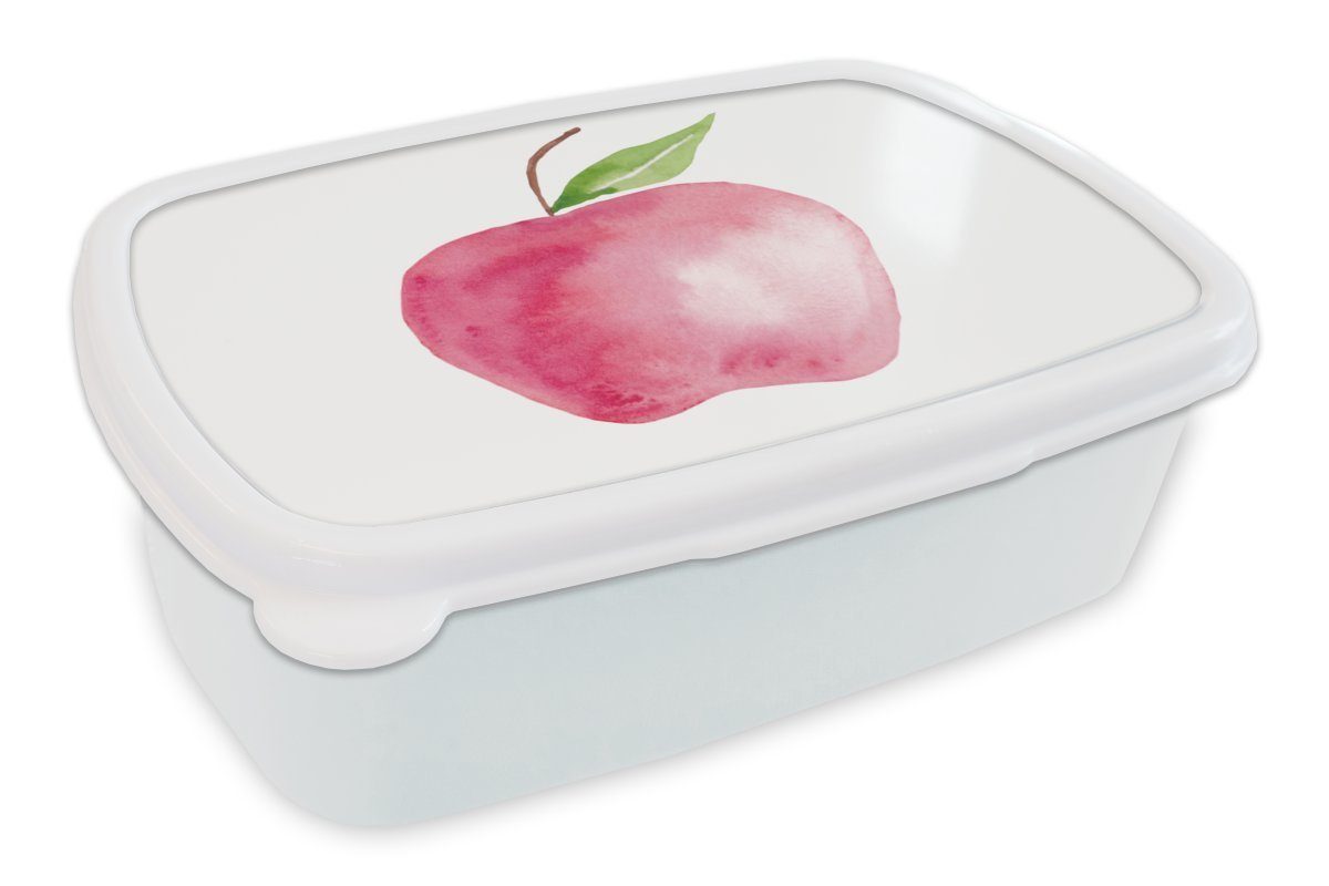 MuchoWow Lunchbox Apfel - Obst - Weiß, Kunststoff, (2-tlg), Brotbox für Kinder und Erwachsene, Brotdose, für Jungs und Mädchen