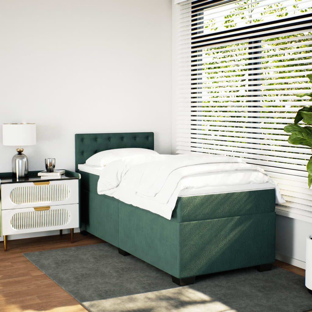 vidaXL Bett Boxspringbett mit Matratze Dunkelgrün günstig online kaufen