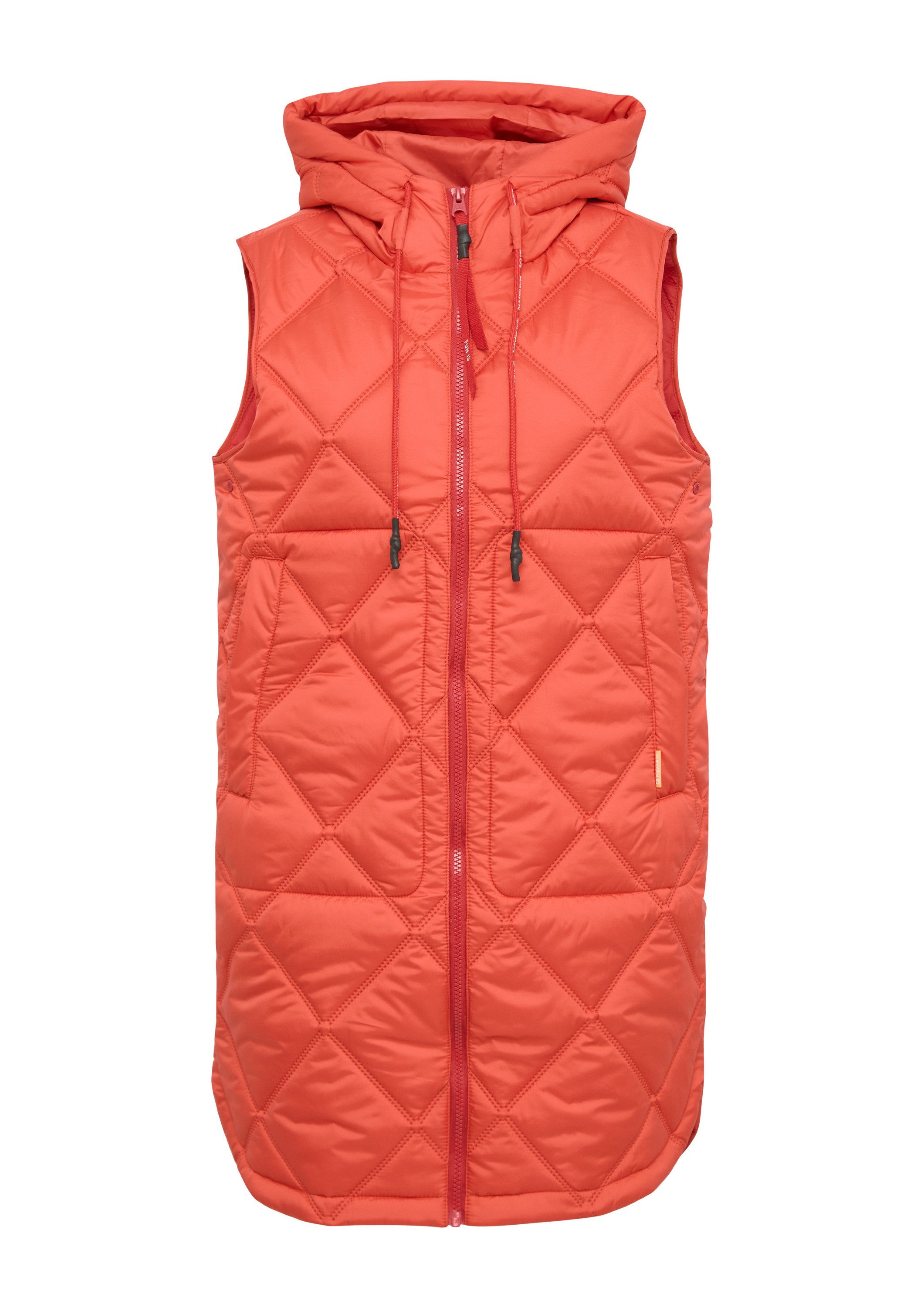 QS Outdoorjacke Outdoor-Weste Lange Weste mit Prägemuster und Kapuze günstig online kaufen