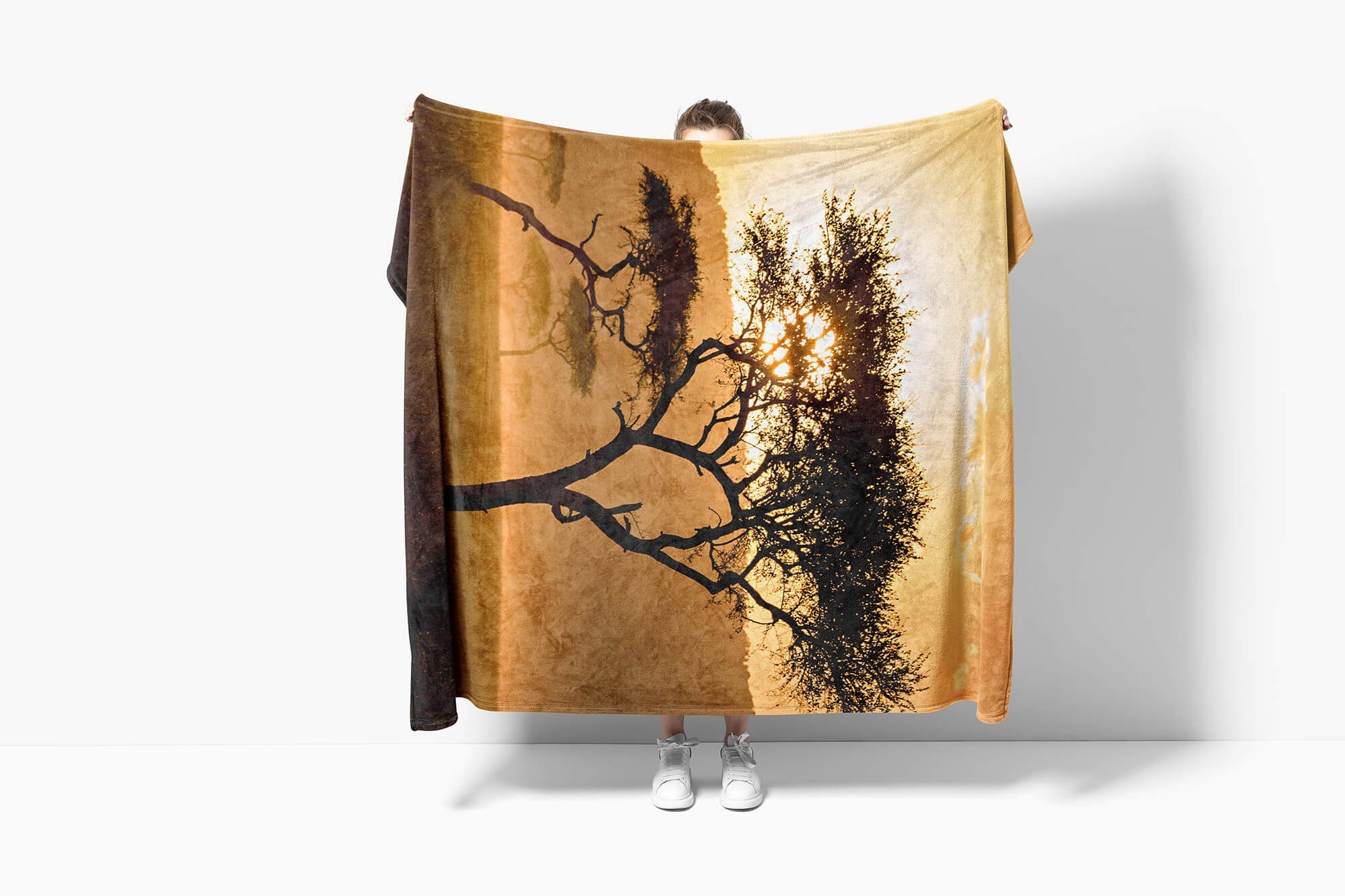 (1-St), Kuscheldecke Afrika Saunatuch Baumwolle-Polyester-Mix Sinus Savanne Handtuch Son, mit Strandhandtuch Handtuch Fotomotiv Art Handtücher