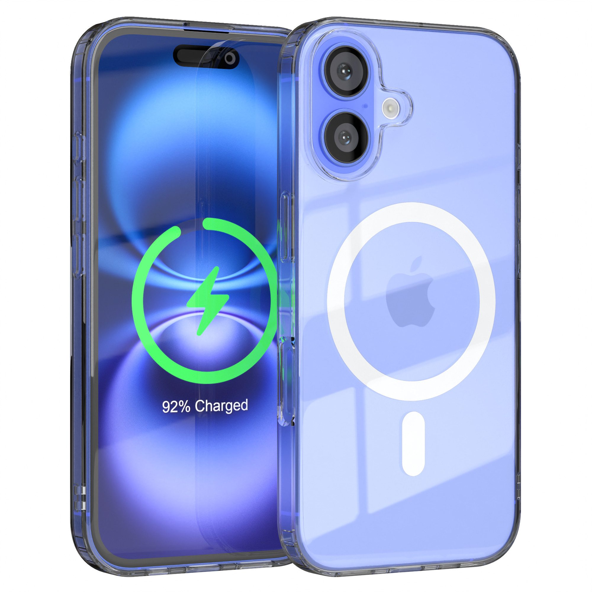 EAZY CASE Handyhülle Transparente Hülle mit MagSafe für iPhone 16 6,1 Zoll, Back Cover, Bumper Case, Handy Schutzhülle Kameraschutz, Durchsichtig