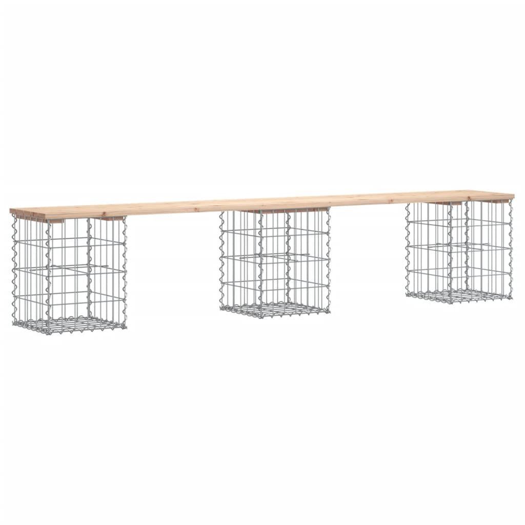 Gartenbank Gartenbank aus Gabionen 203x31x42 cm Massivholz Kiefer
